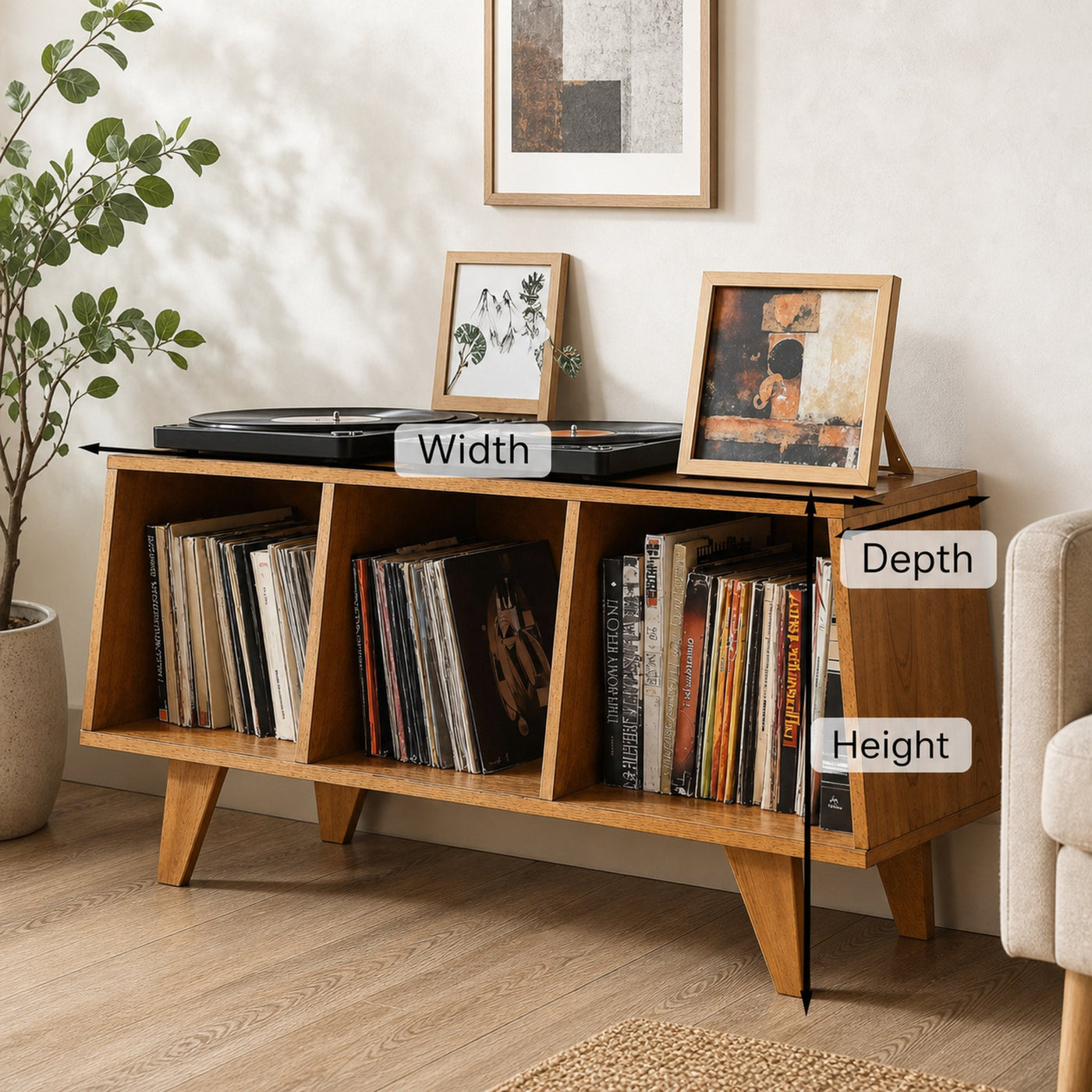 Rustic Wooden Record Player Table For Living Room Furniture - product view 6