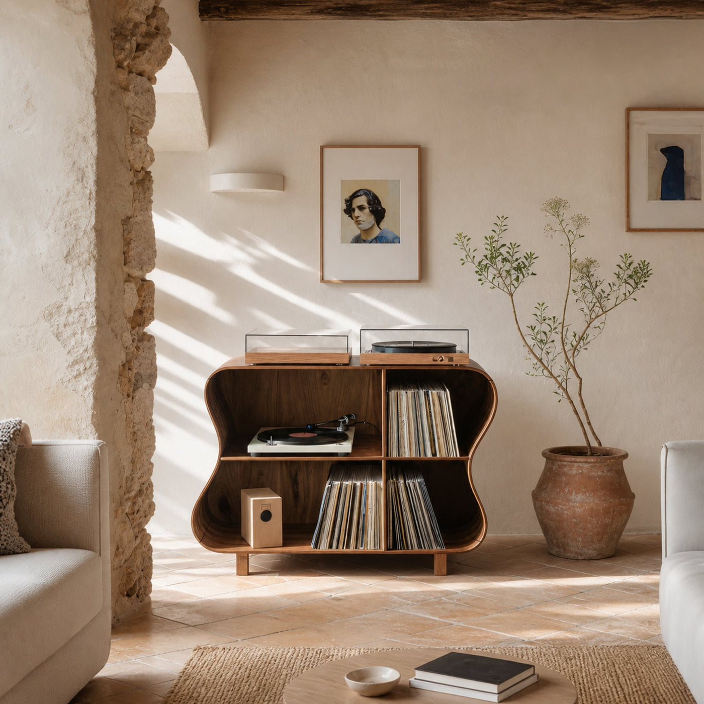 Rustic Wooden Vinyl Storage For Bedroom Display