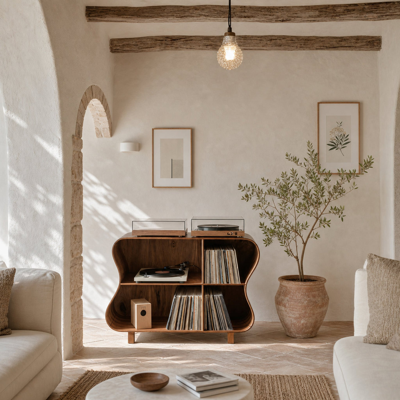 Rustic Wooden Vinyl Storage For Bedroom Display - product view 2