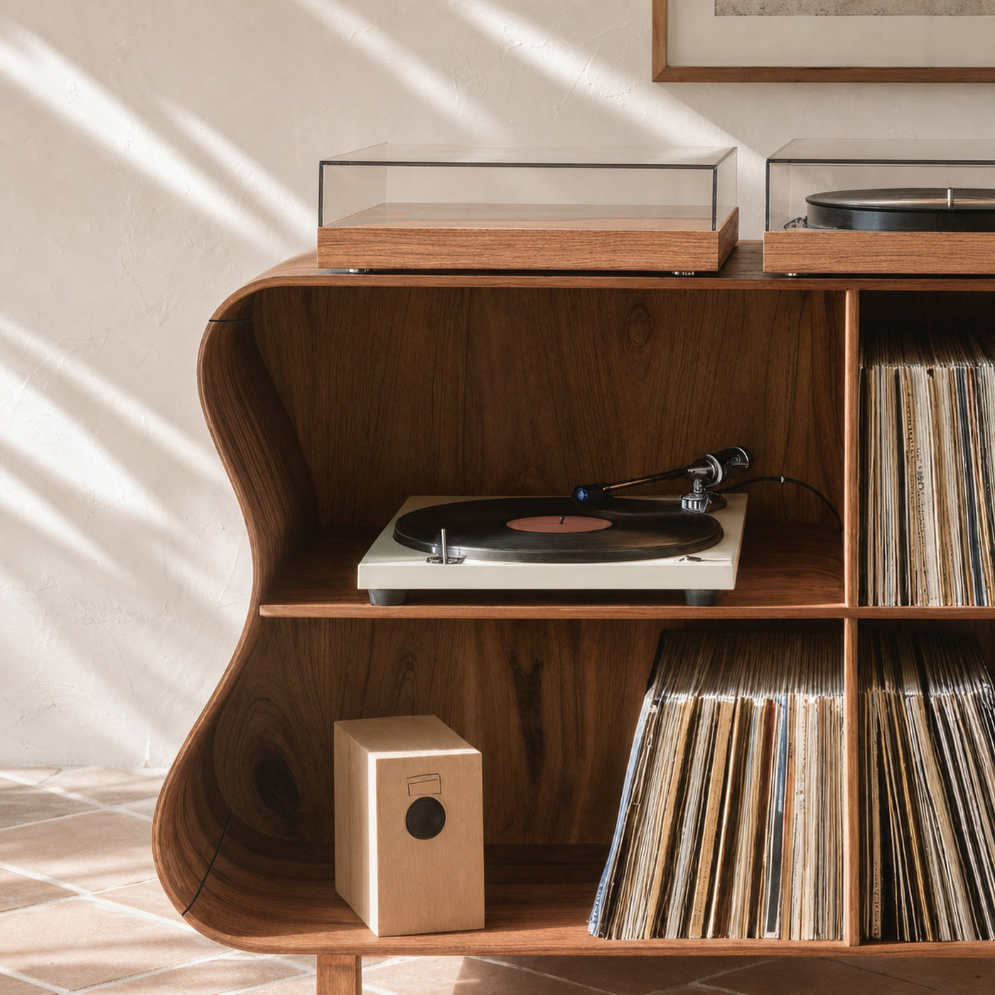 Rustic Wooden Vinyl Storage For Bedroom Display - product view 3
