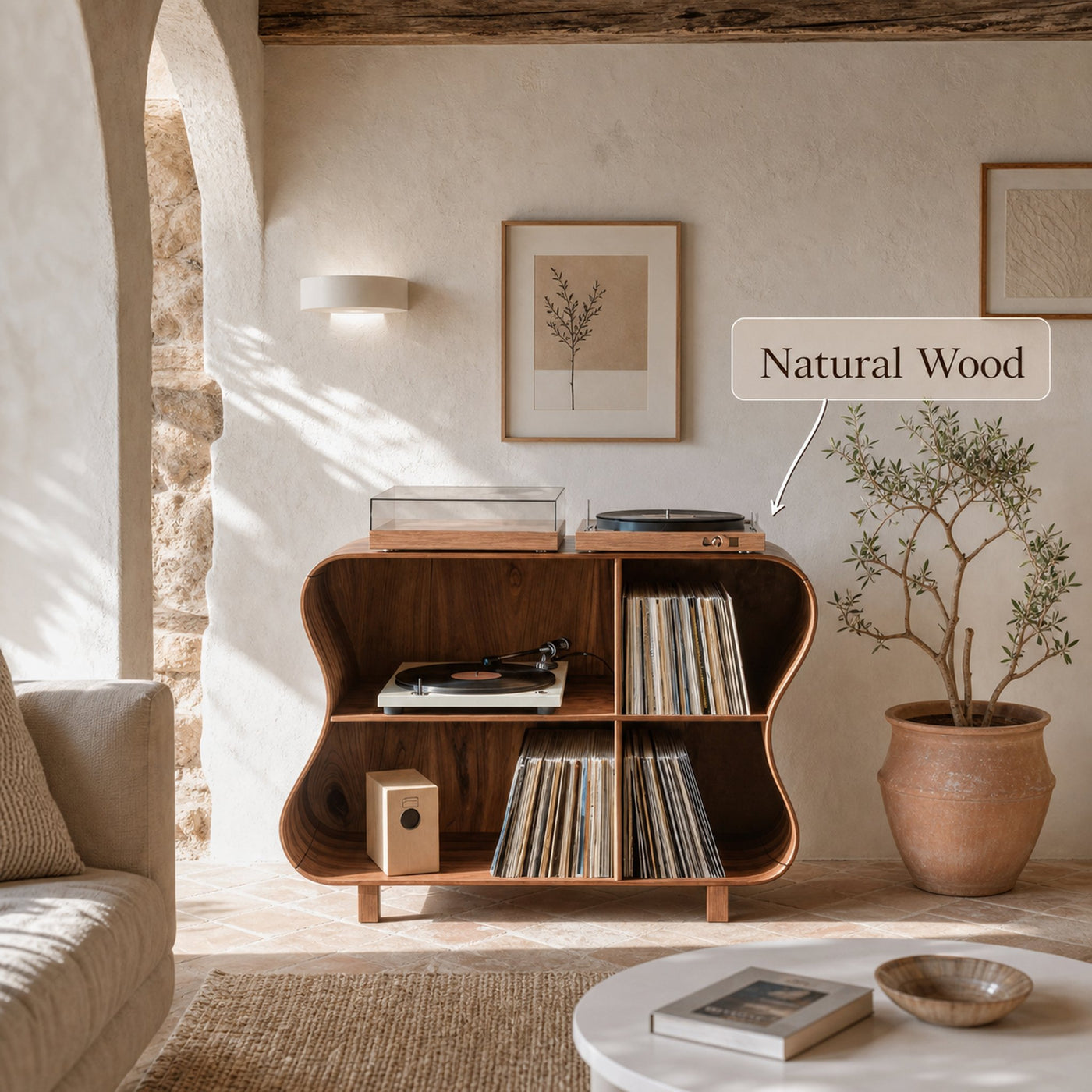 Rustic Wooden Vinyl Storage For Bedroom Display - product view 5