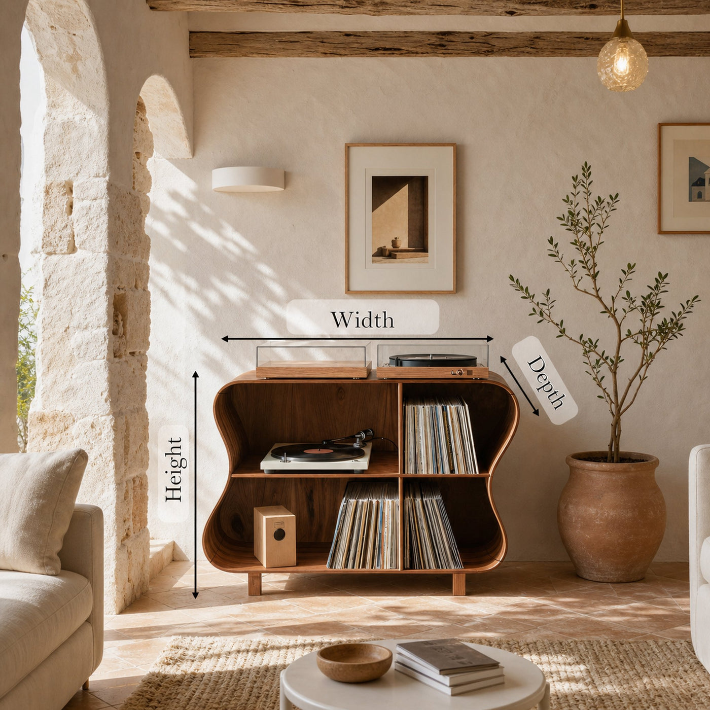 Rustic Wooden Vinyl Storage For Bedroom Display - product view 6