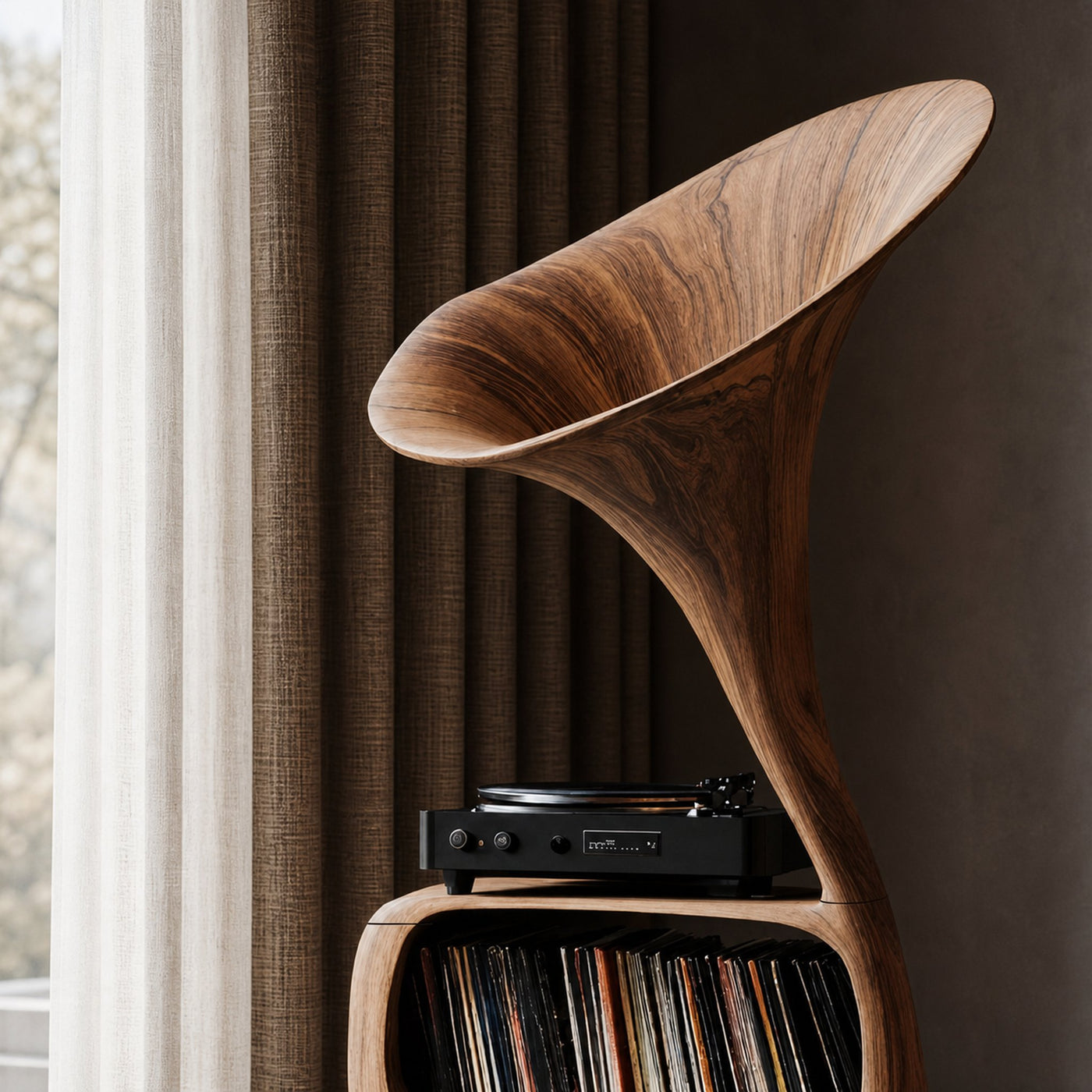 Rustic Wooden Vinyl Storage For Entryway Design - product view 4