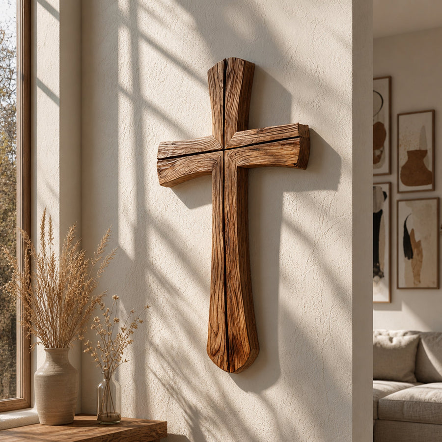 Rustic Wooden Wall Cross Living Room And Study Room