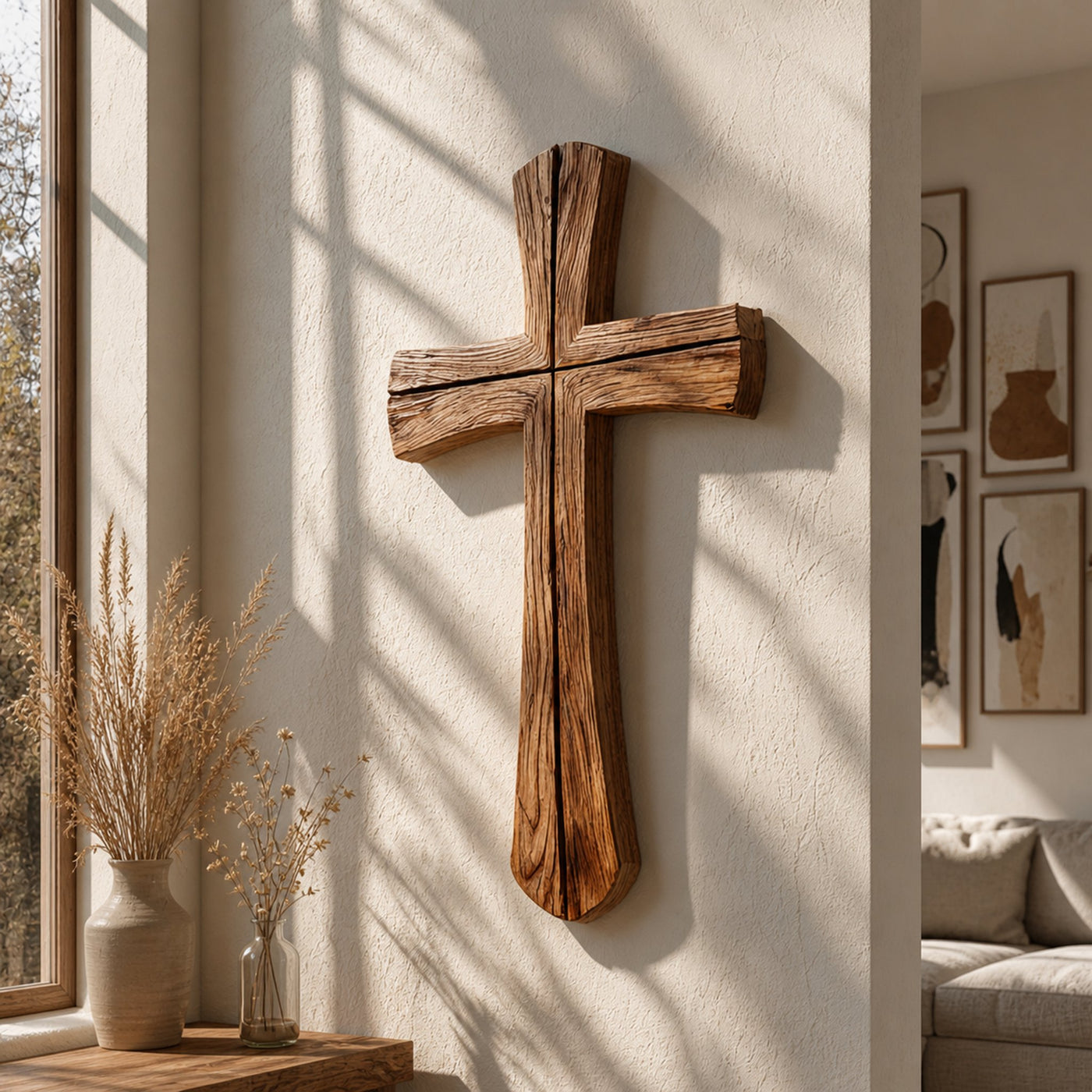 Rustic Wooden Wall Cross Living Room And Study Room