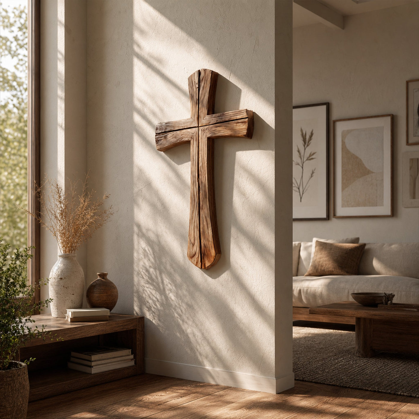 Rustic Wooden Wall Cross Living Room And Study Room - product view 2
