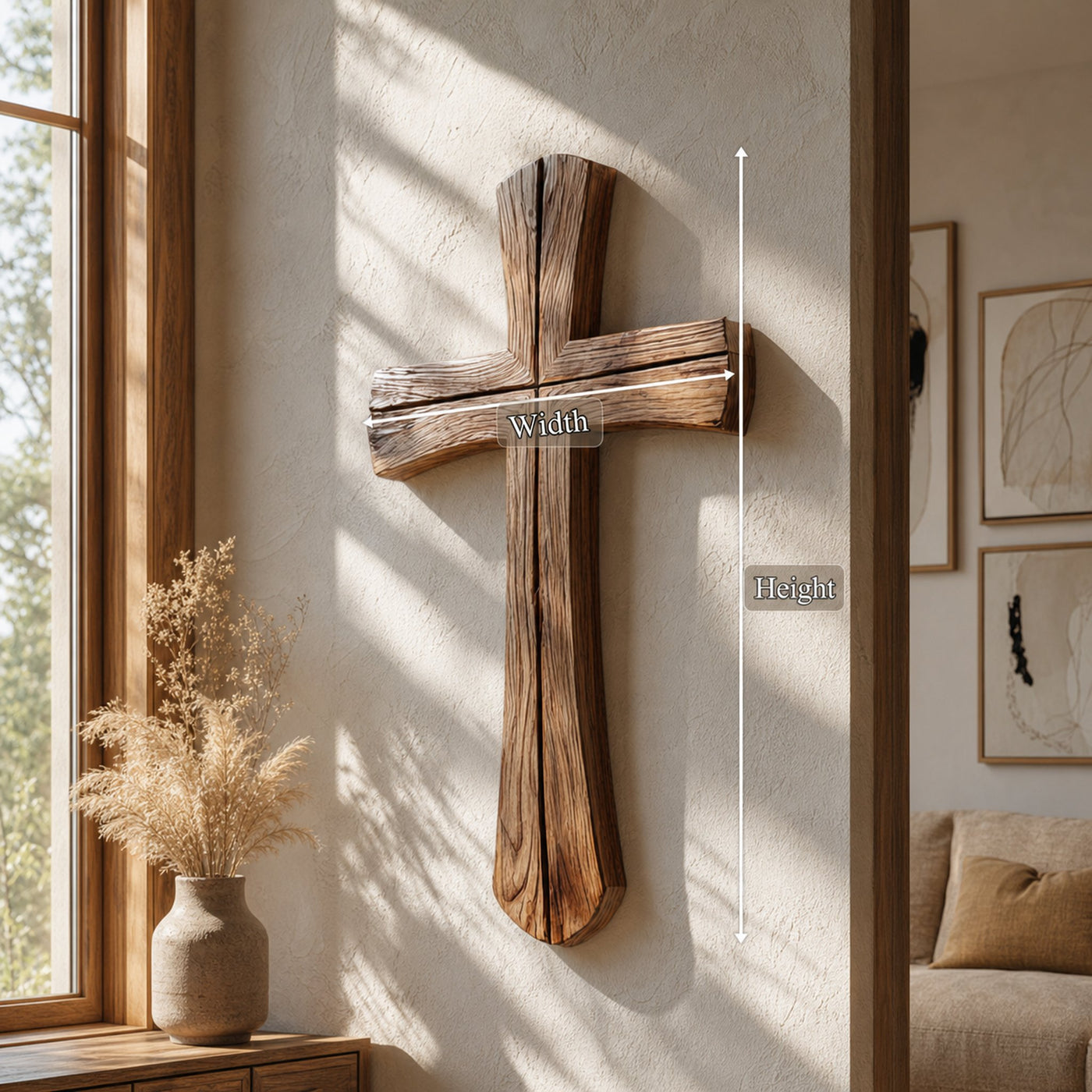 Rustic Wooden Wall Cross Living Room And Study Room - product view 5