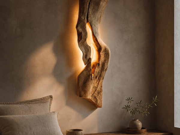 Rustic Wooden Wall Lamp For Bedroom Accent