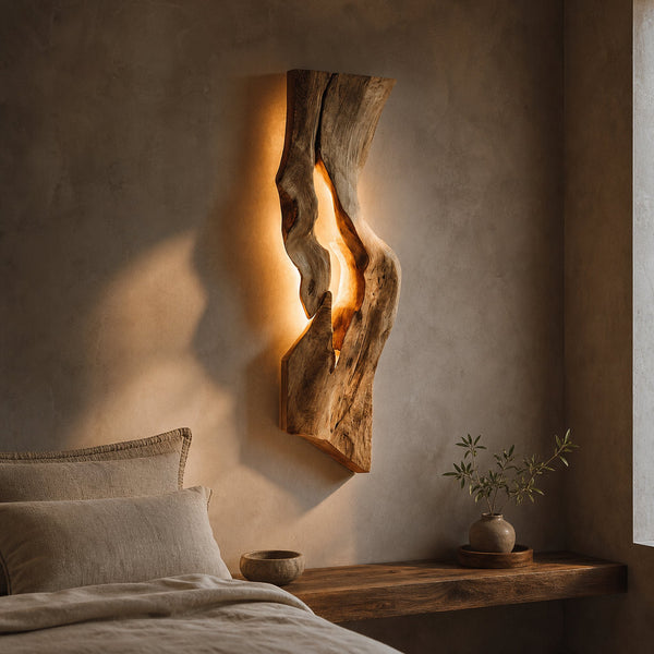 Rustic Wooden Wall Lamp For Bedroom Accent