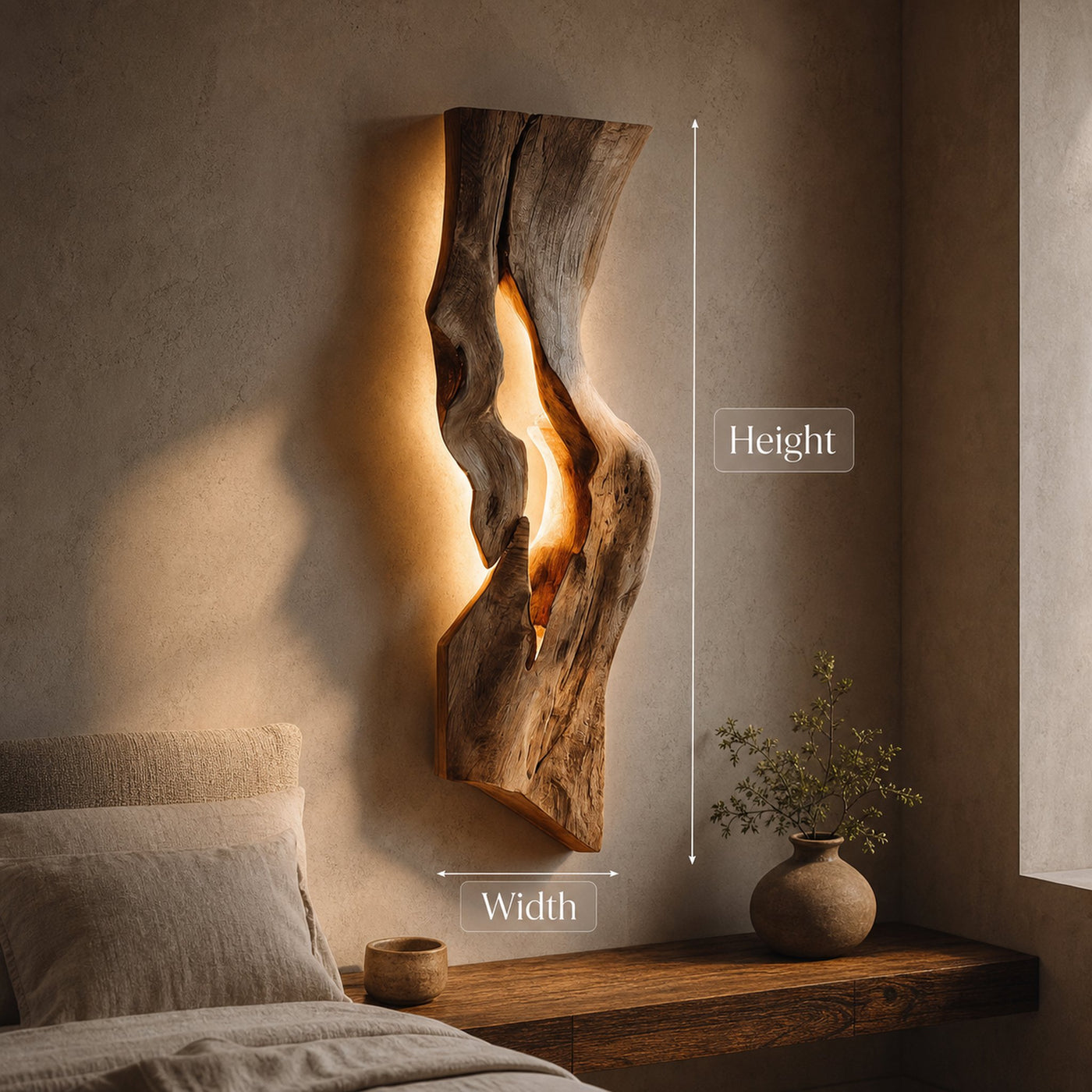 Rustic Wooden Wall Lamp For Bedroom Accent - product view 6