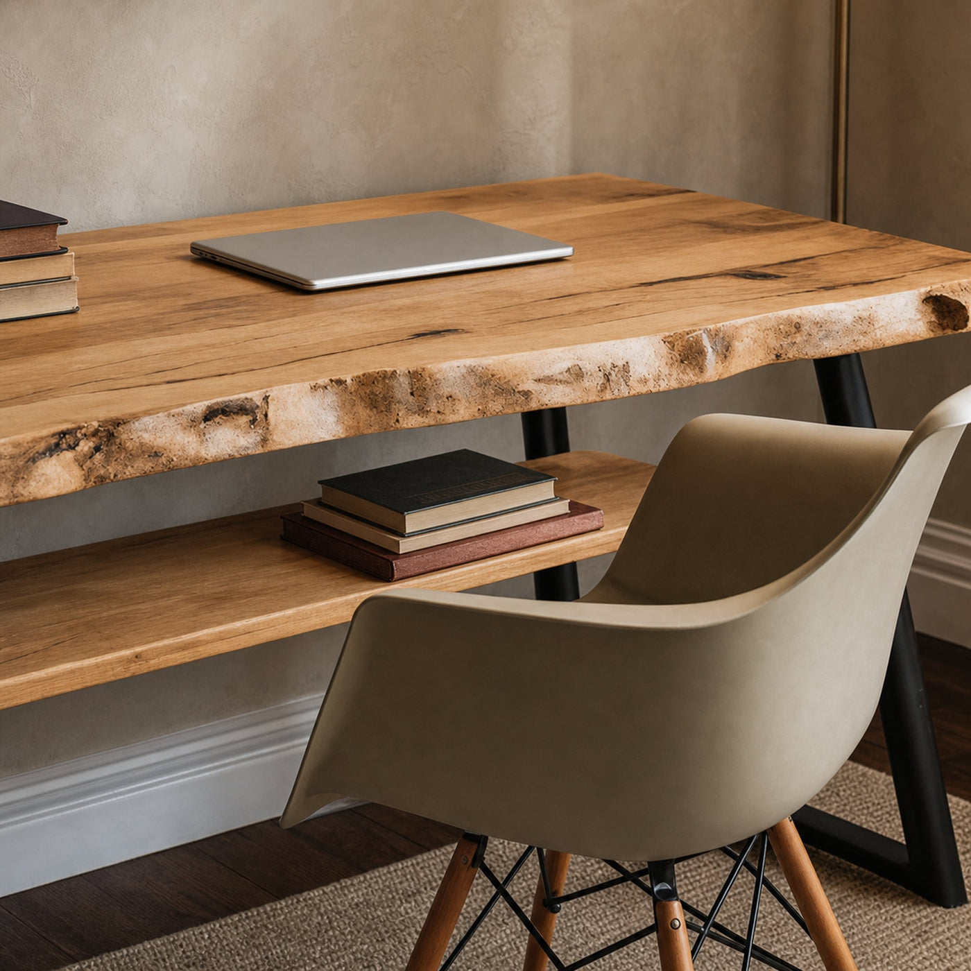 Rustic Wooden Writing Desk With Shelf For Home Office Or Workspace - product view 4