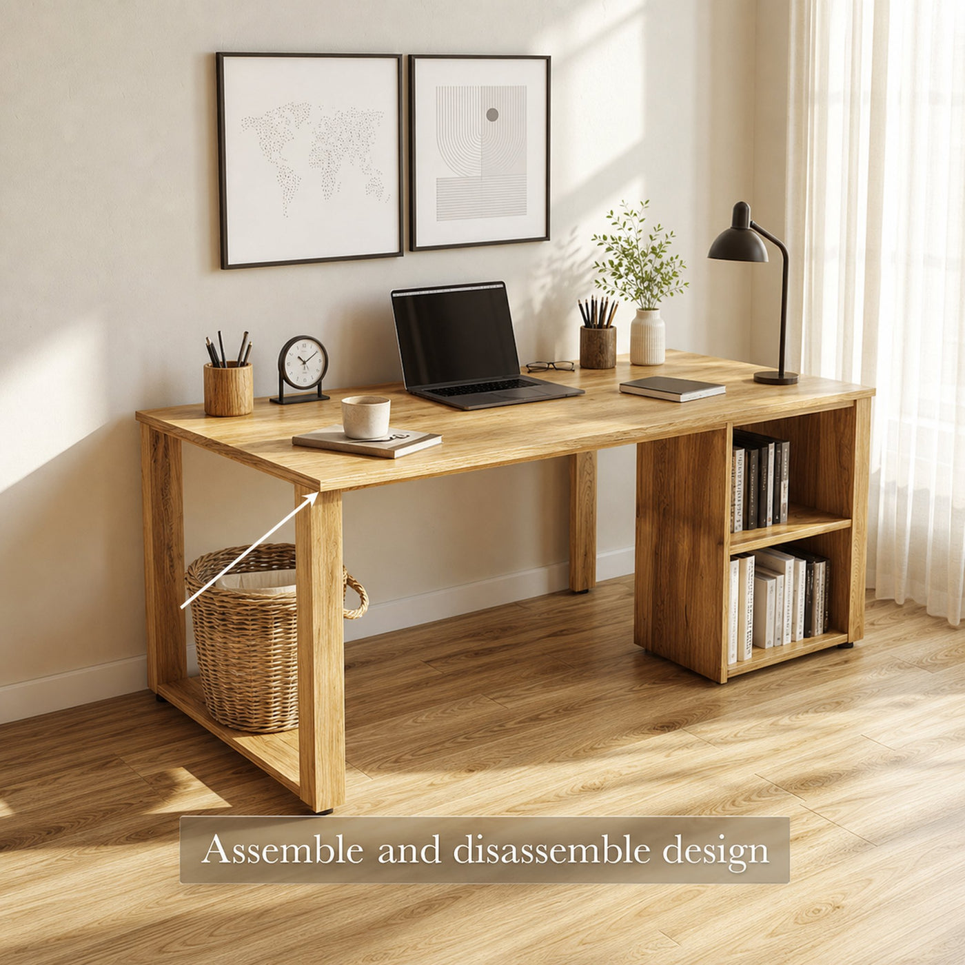 Scandinavian Minimal Work Desk For Home Office And Study Room - product view 3