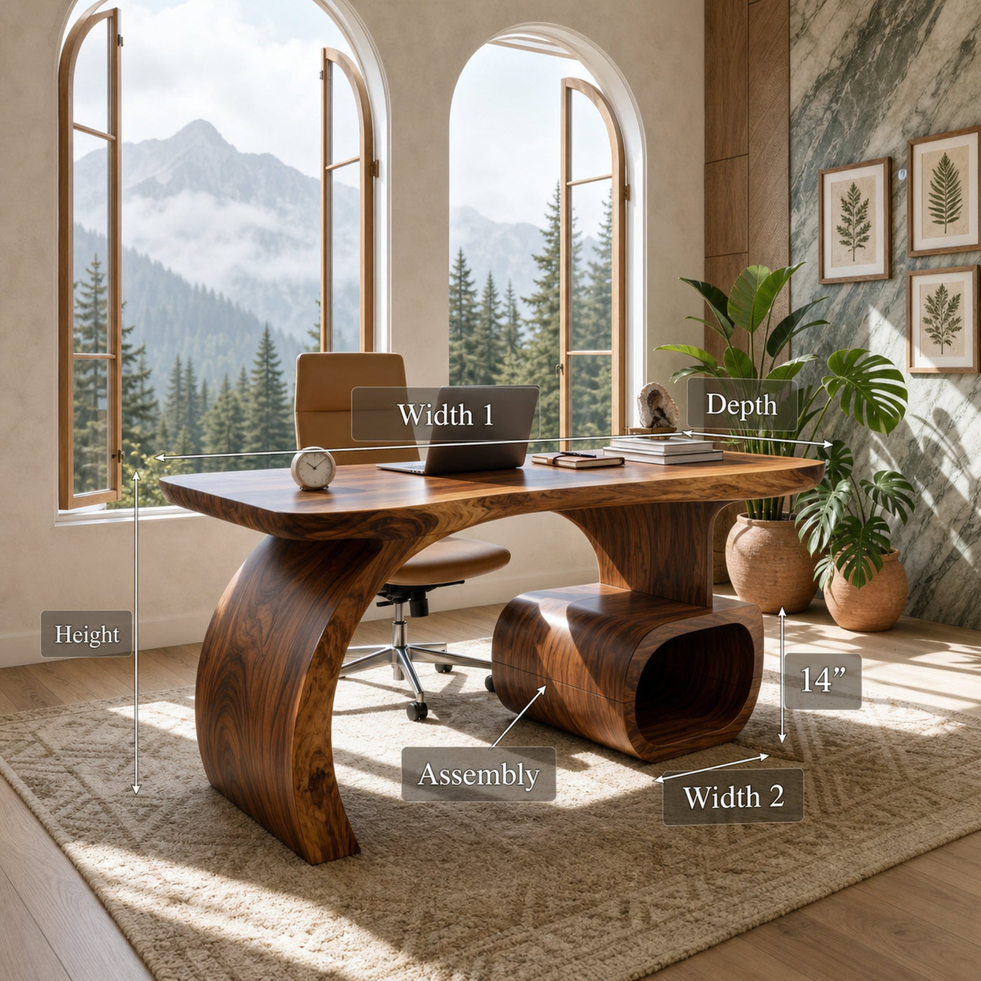 Scandinavian Organic Desk With Display Shelf For Workspace - product view 8