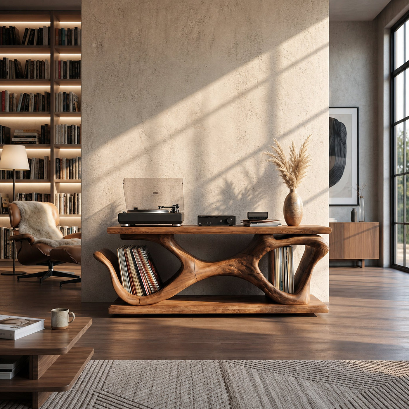 Scandinavian Record Display Stand For Music Corner Interior - product view 3