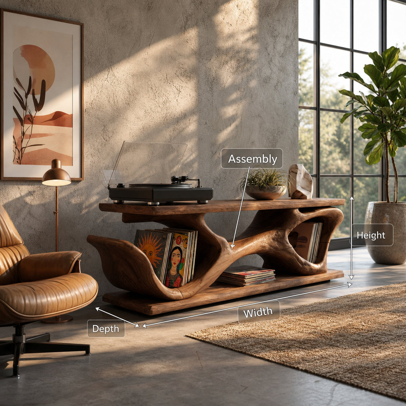 Scandinavian Record Display Stand For Music Corner Interior - product view 8