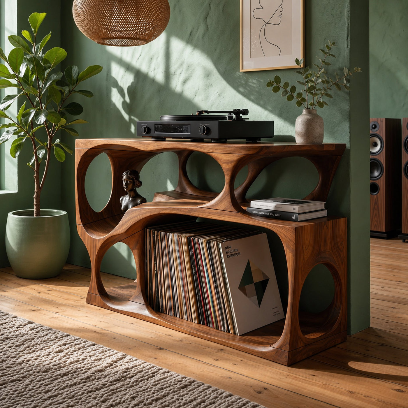 Scandinavian Record Player Cabinet For Living Room Space
