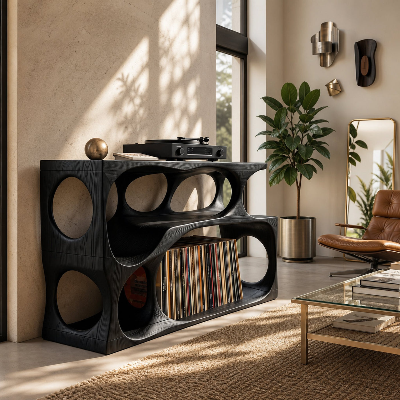Scandinavian Record Player Cabinet For Living Room Space - product view 4