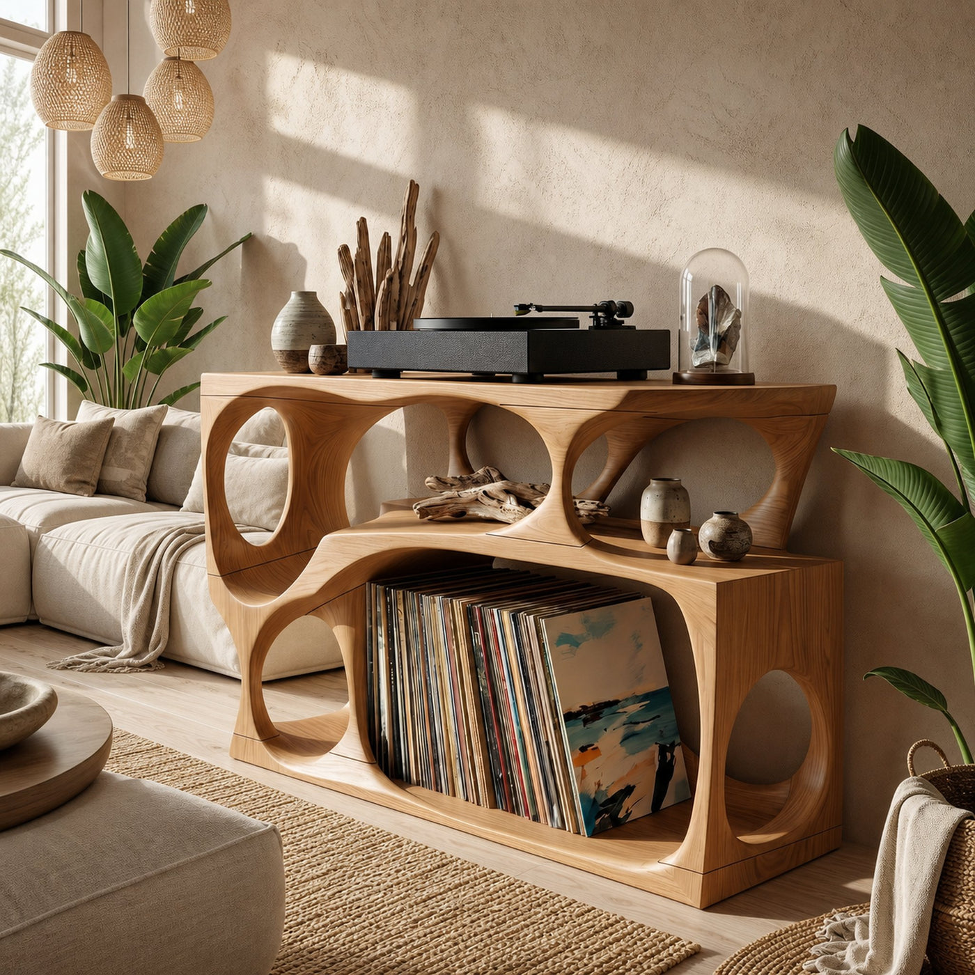 Scandinavian Record Player Cabinet For Living Room Space - product view 5