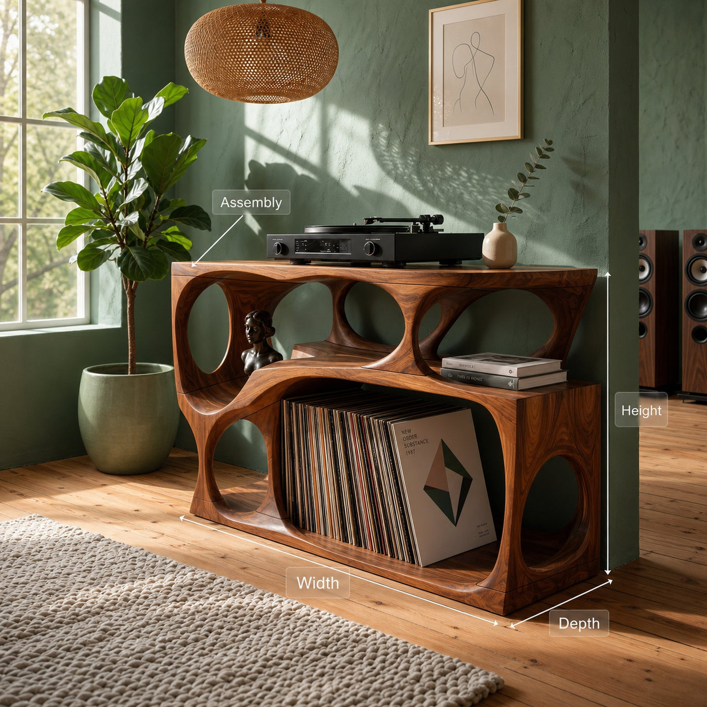 Scandinavian Record Player Cabinet For Living Room Space - product view 8