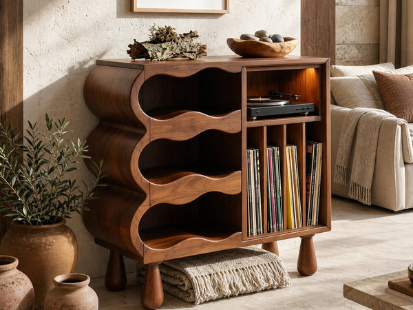Scandinavian Record Player Stand For Vinyl Listening Space