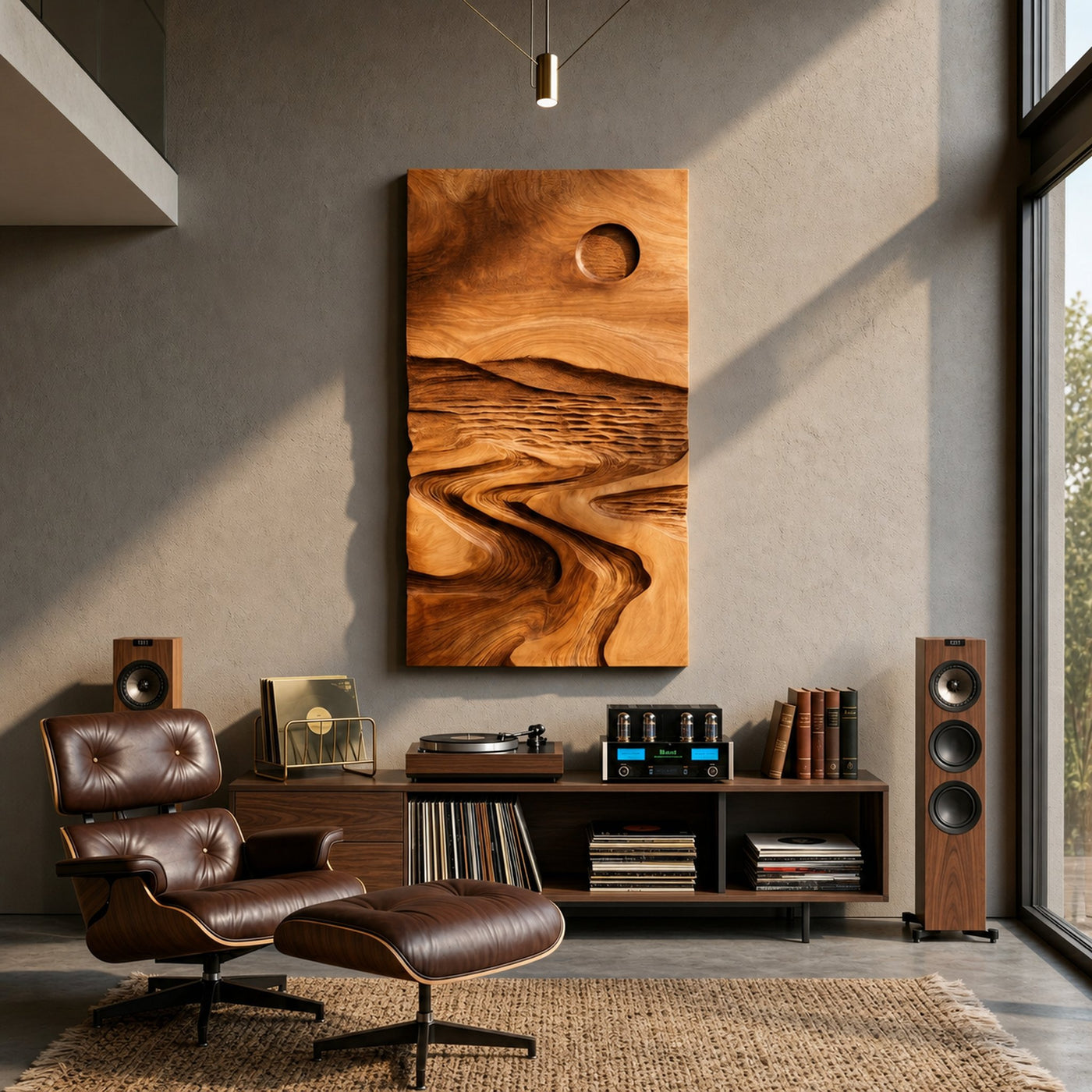 Sculpted Wood Grain Landscape Wall Art For Rustic Modern Living Room Decor - product view 3