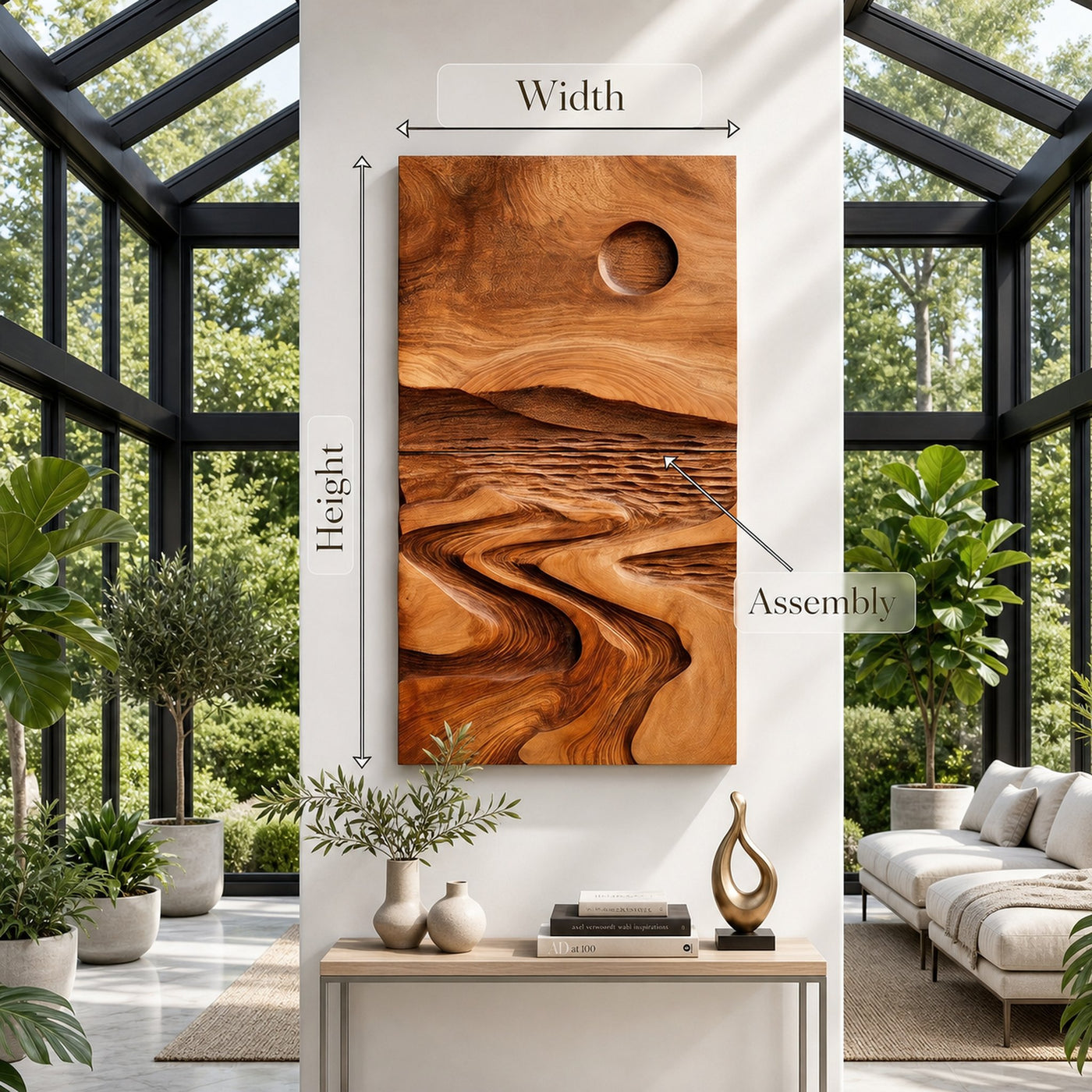 Sculpted Wood Grain Landscape Wall Art For Rustic Modern Living Room Decor - product view 5
