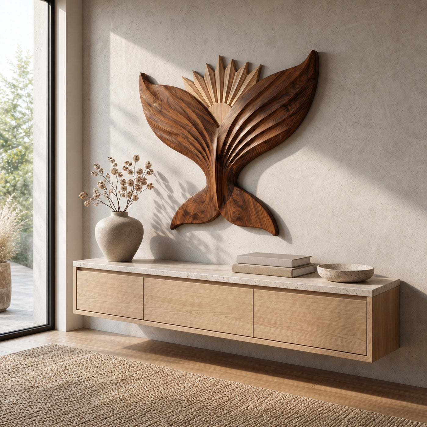 Sculptural Eagle Wooden Wall Art For Living Room And Entryway - product view 3
