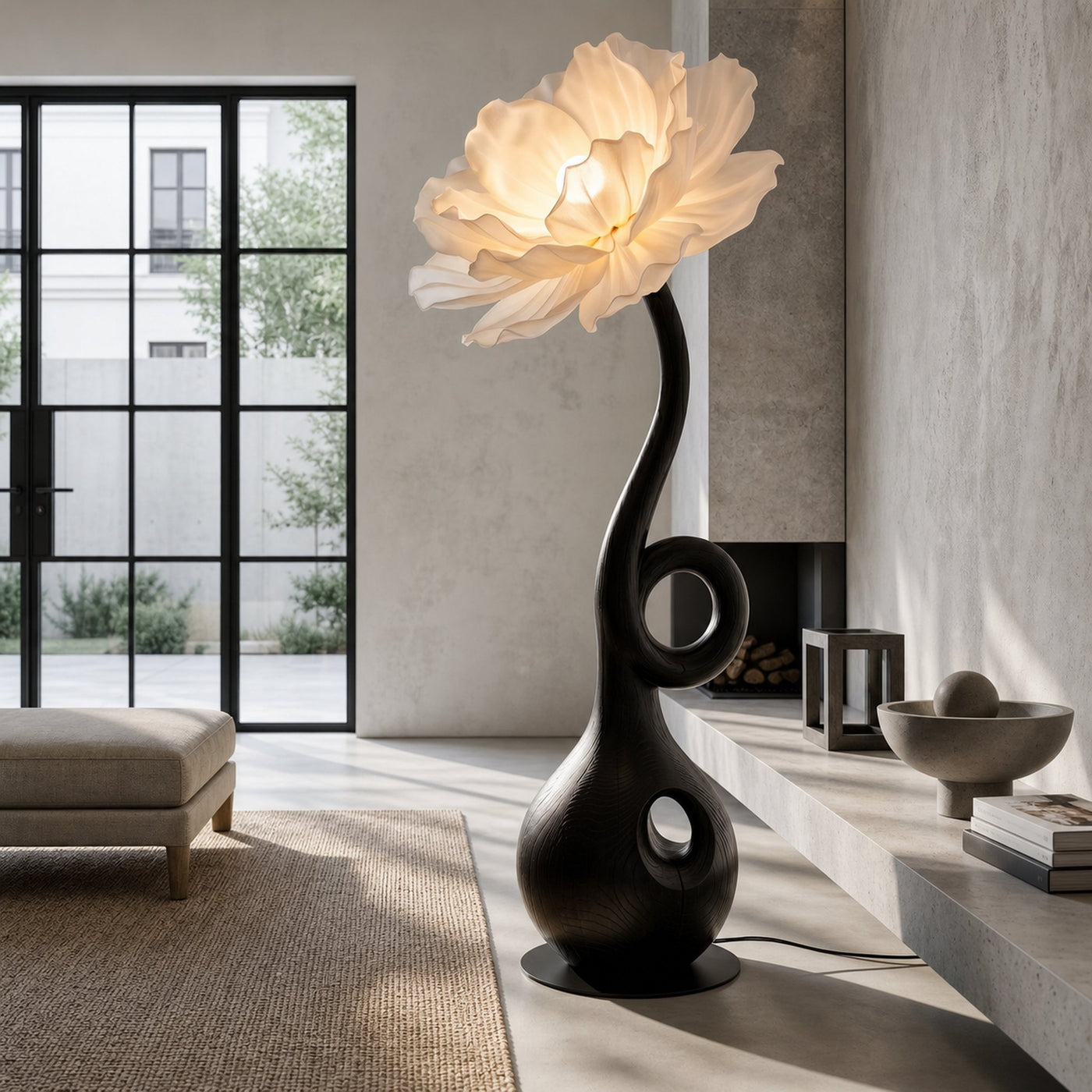 Sculptural Floor Lamp With Floral Accent Design For Bedroom And Reading Room - product view 2