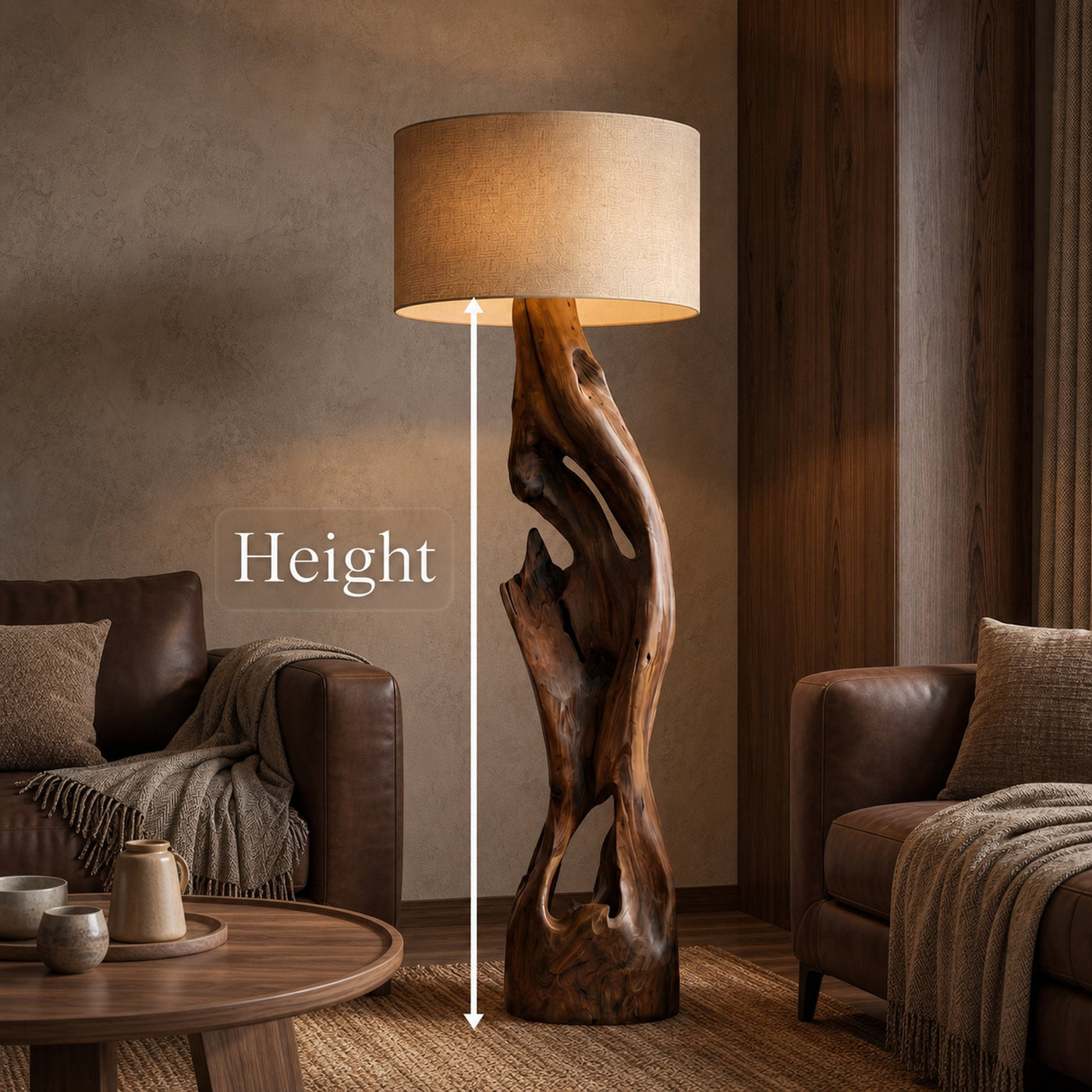Sculptural Floor Lamp With Solid Wood Open Form Design For Living Room - product view 8
