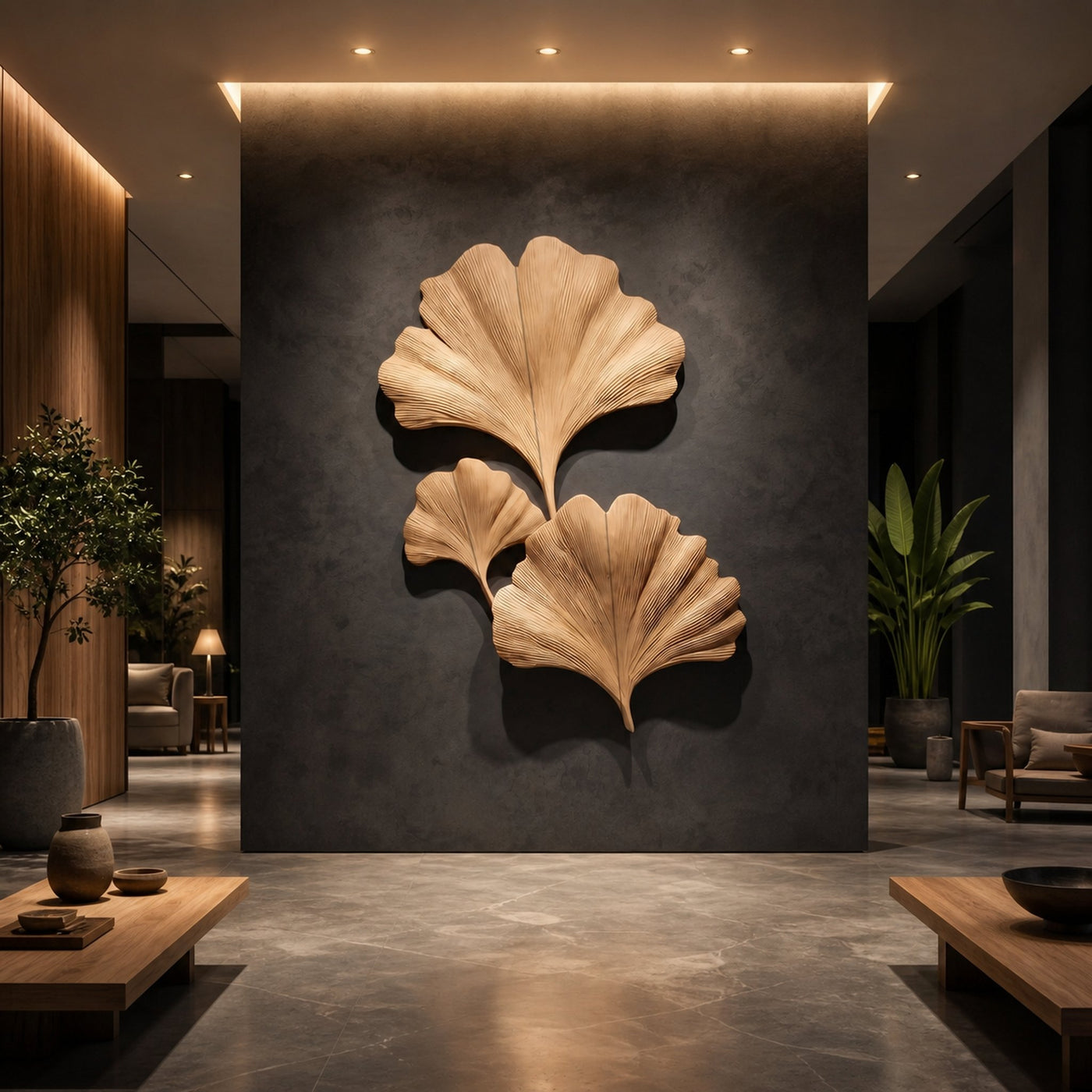 Sculptural Ginkgo Leaf Wall Art For Living Room - product view 2