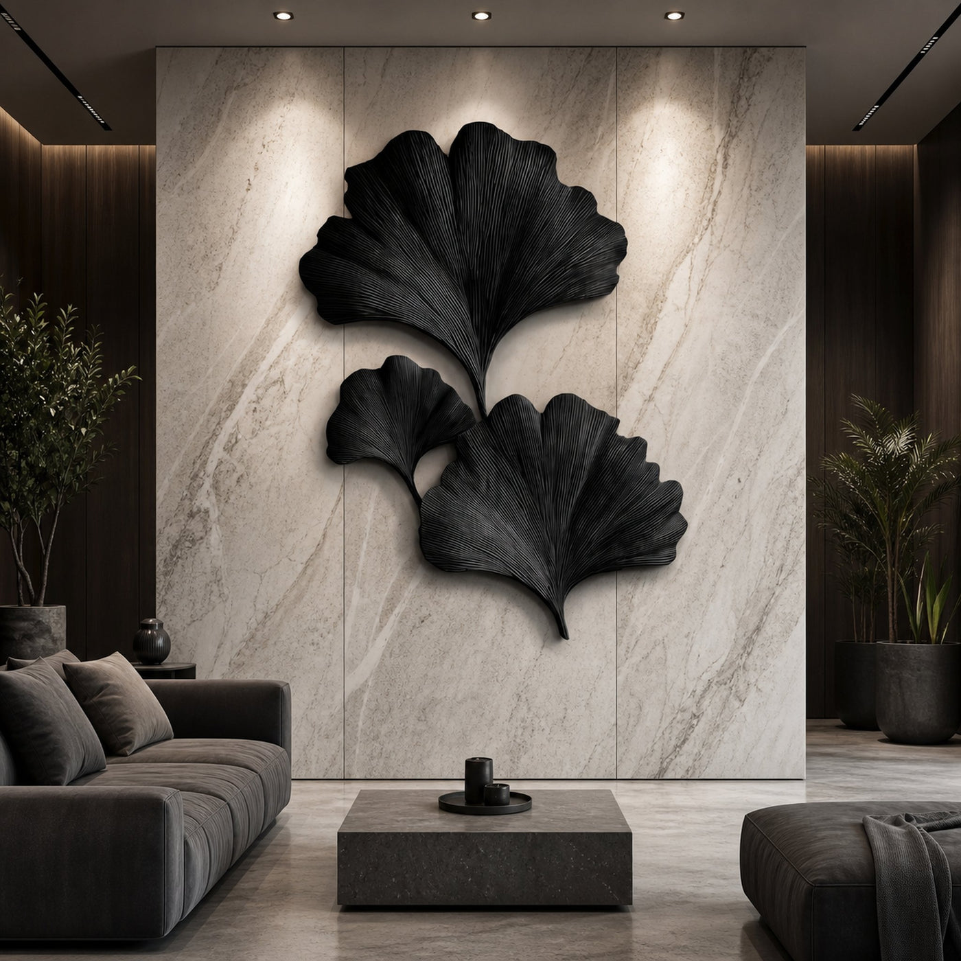Sculptural Ginkgo Leaf Wall Art For Living Room - product view 3