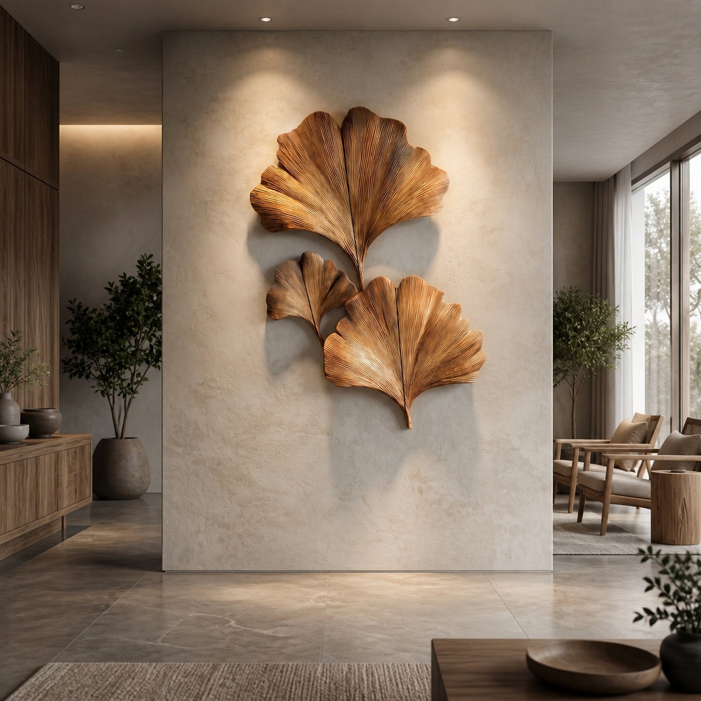Sculptural Ginkgo Leaf Wall Art For Living Room - product view 4