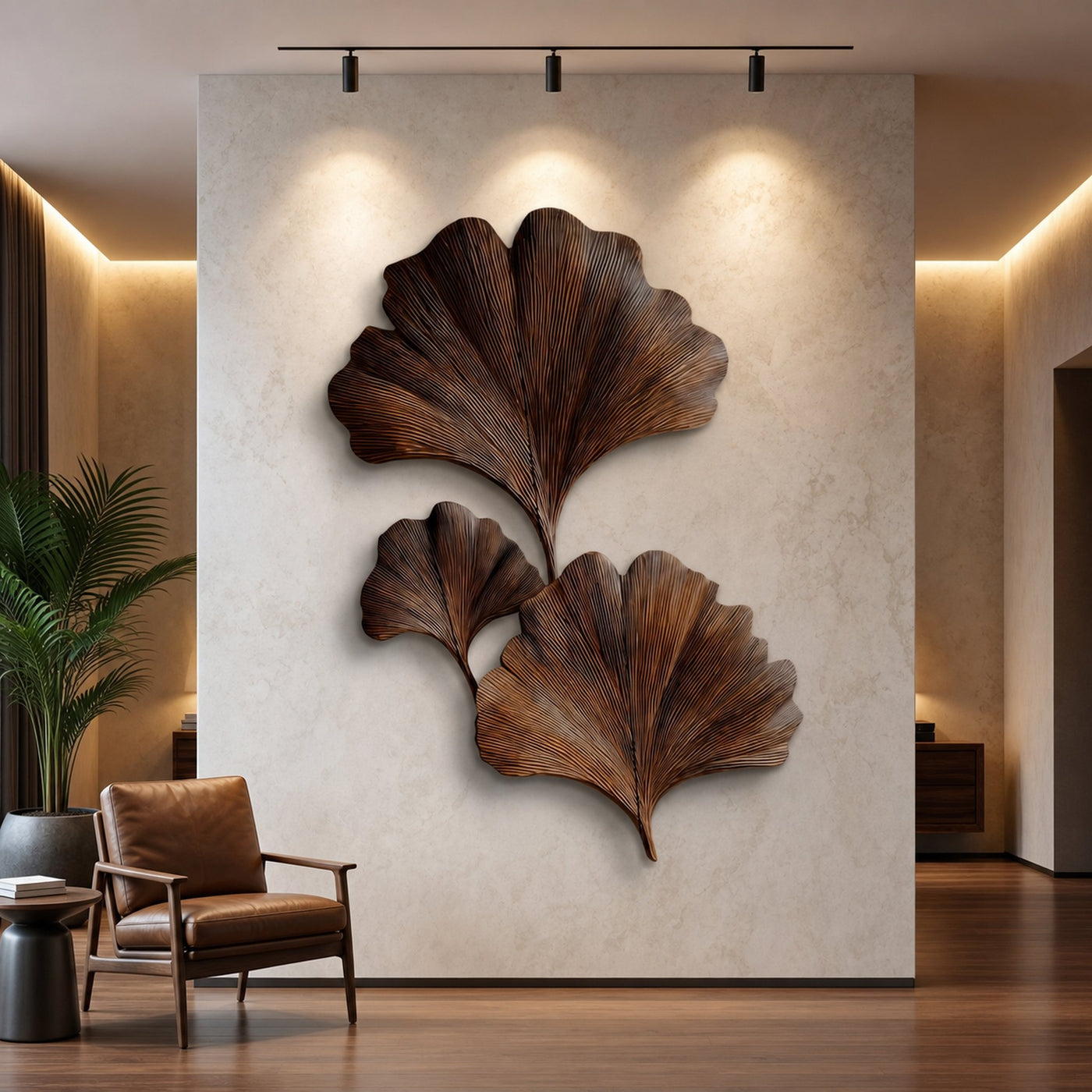 Sculptural Ginkgo Leaf Wall Art For Living Room - product view 5