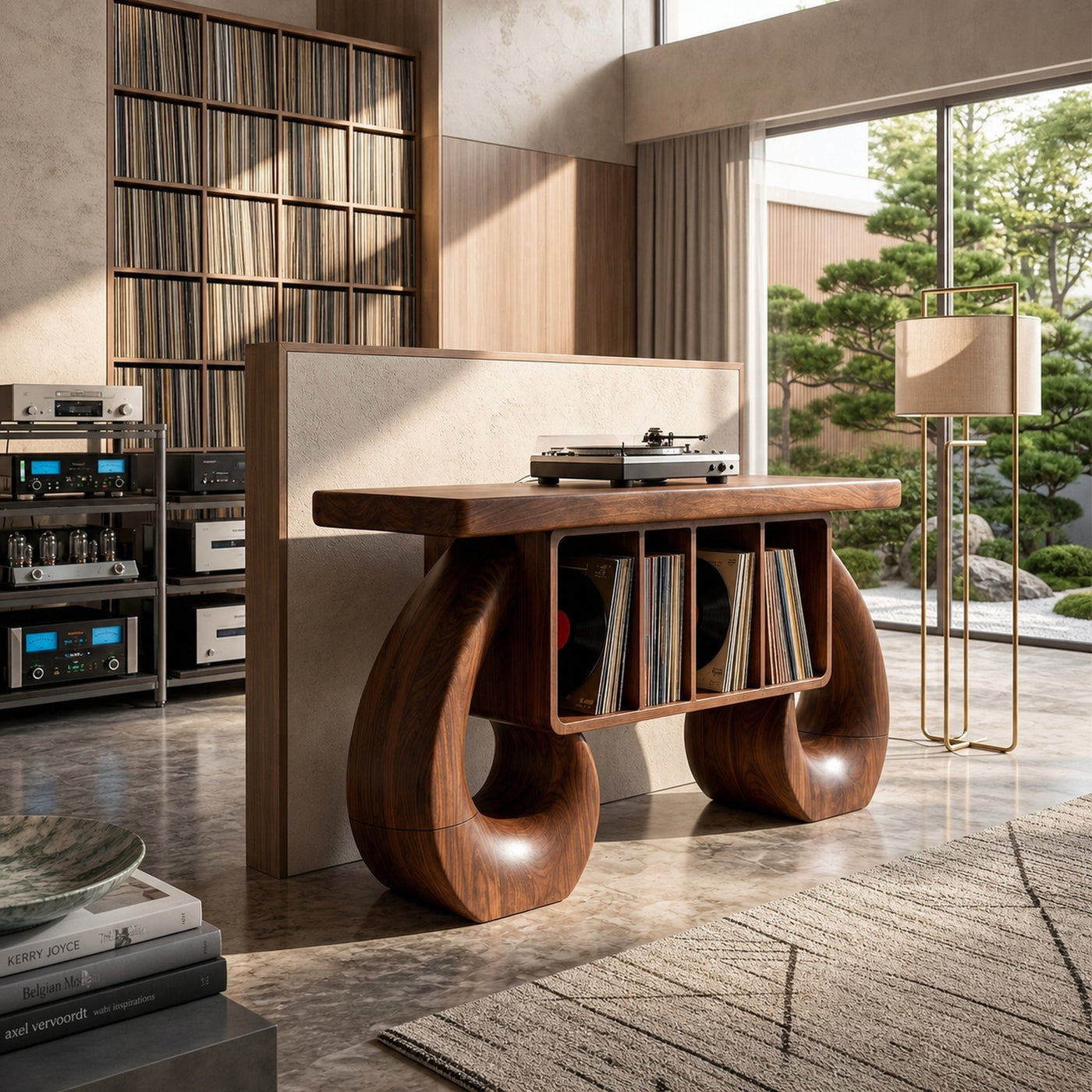 Sculptural Loop Record Player Console Contemporary Interior - product view 6
