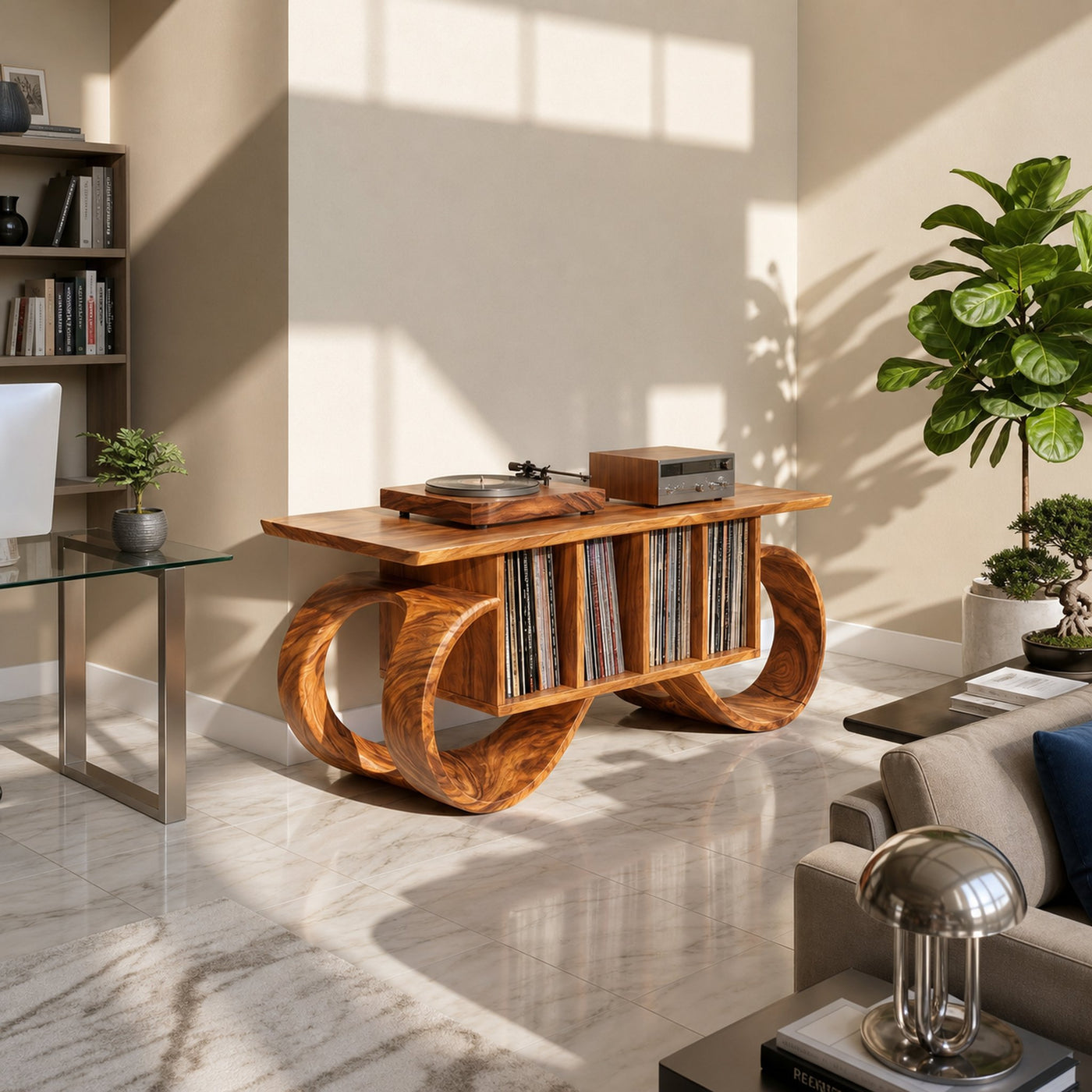 Sculptural Loop Record Player Console Creative Studio - product view 2