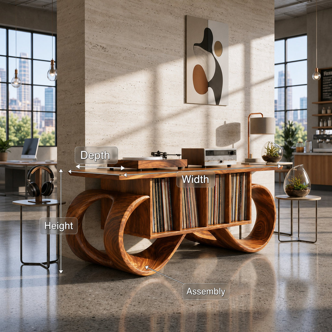 Sculptural Loop Record Player Console Creative Studio - product view 8