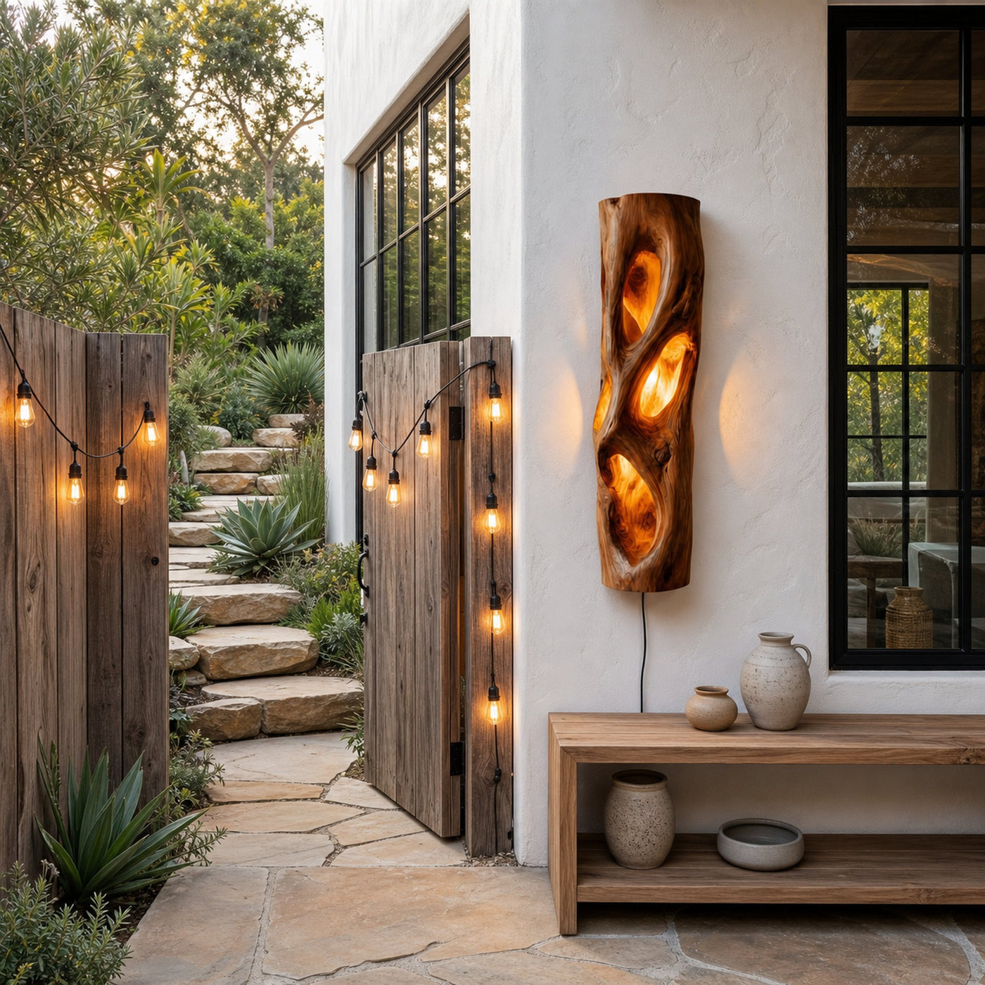 Sculptural Natural Wood Wall Sconce For Bedroom And Living Room - product view 5