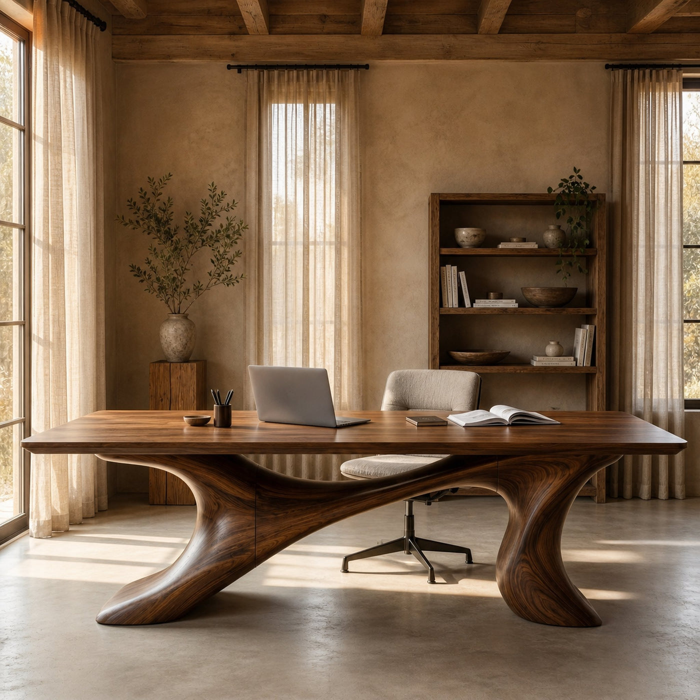 Sculptural Office Desk Organic Modern Furniture For Executive Workspace - product view 2