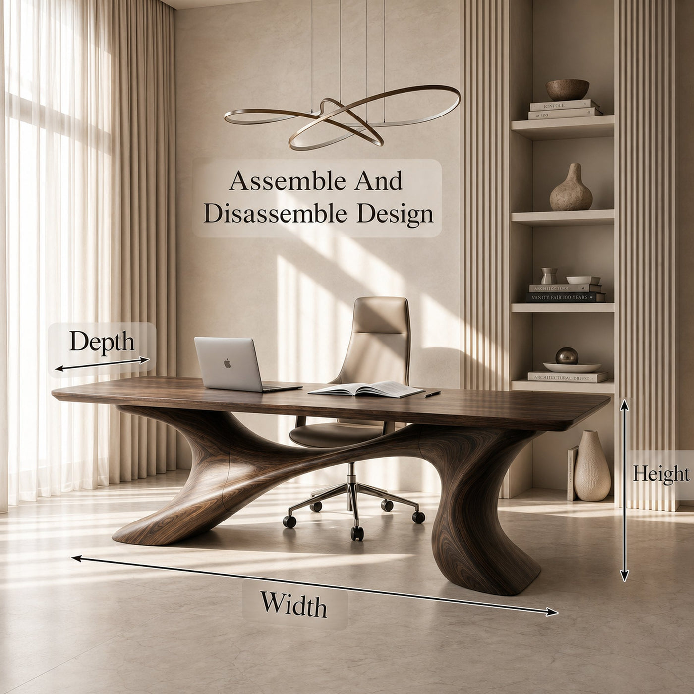 Sculptural Office Desk Organic Modern Furniture For Executive Workspace - product view 8