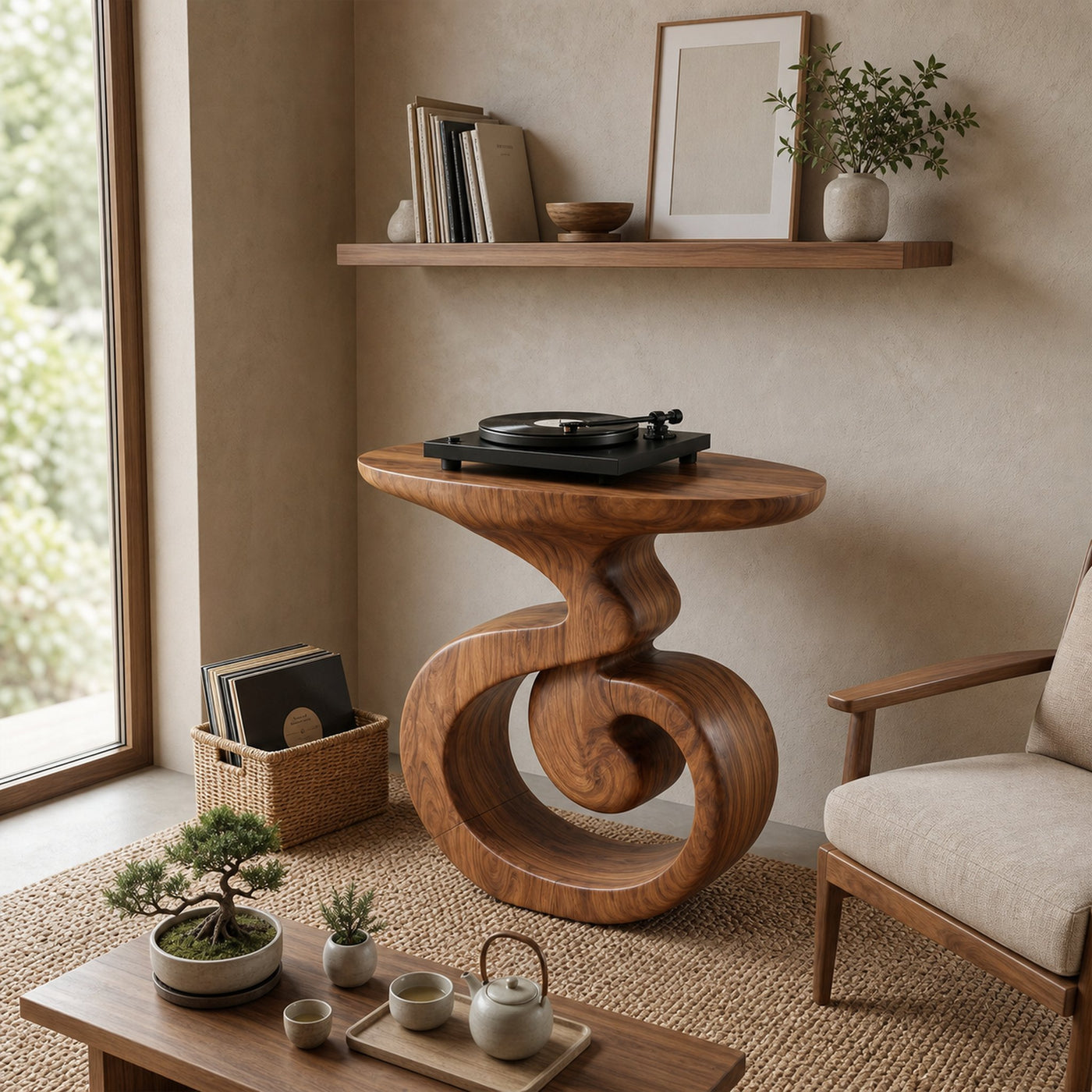 Sculptural Record Player Stand For Living Room - product view 2