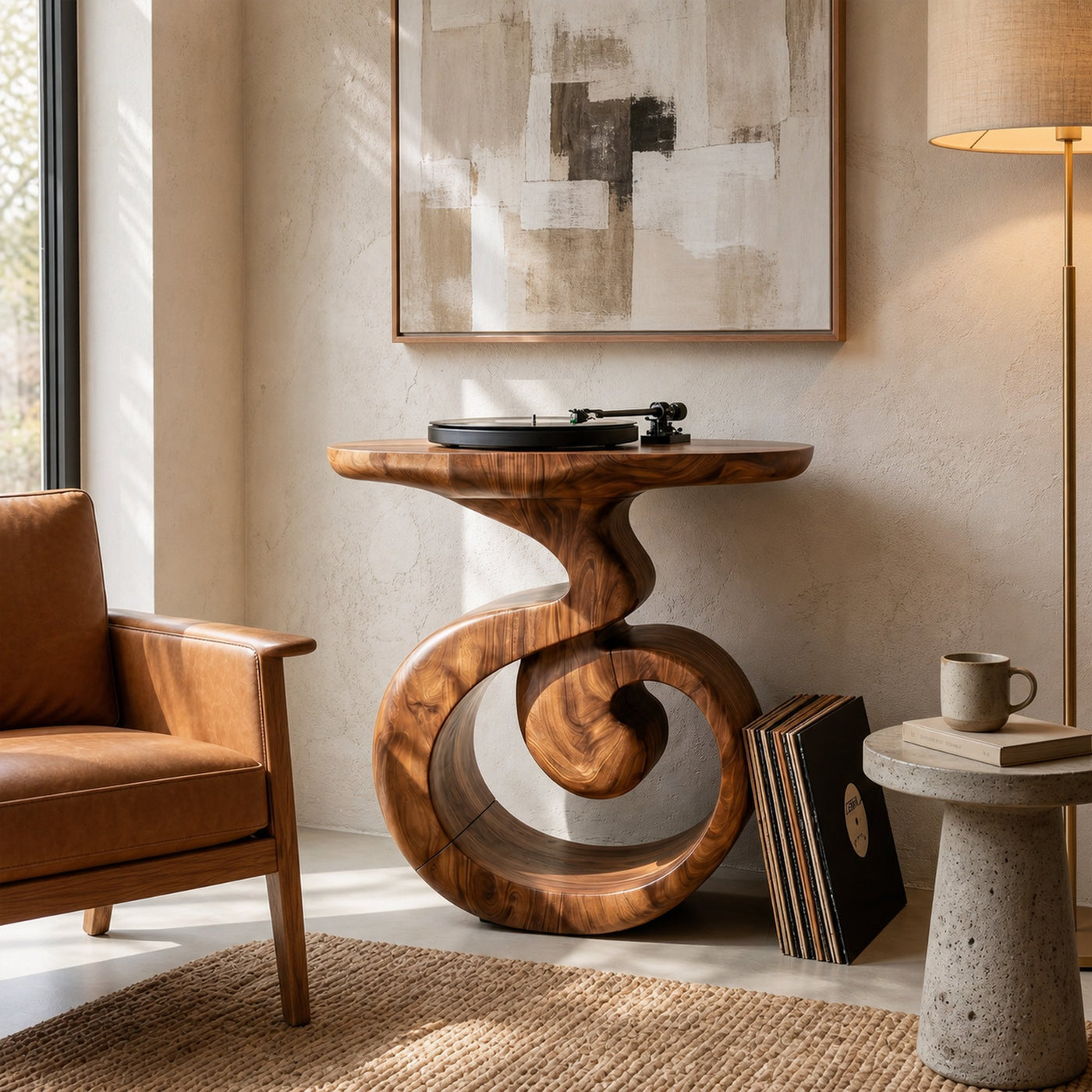Sculptural Record Player Stand For Living Room - product view 3