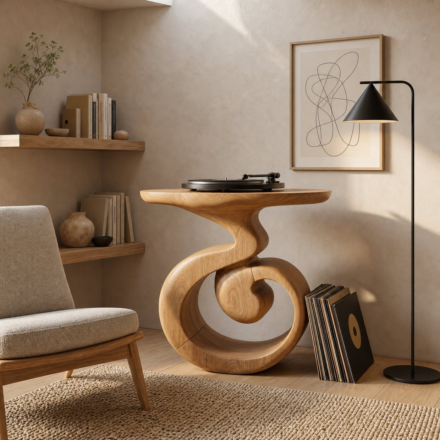 Sculptural Record Player Stand For Living Room - product view 4