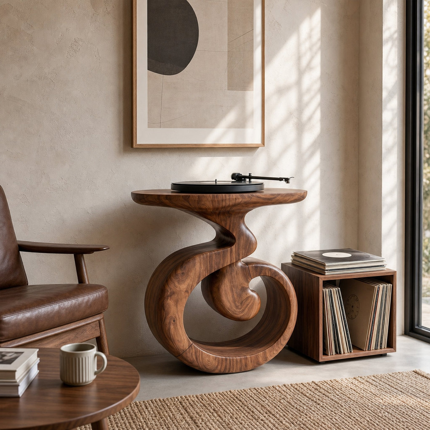 Sculptural Record Player Stand For Living Room - product view 5