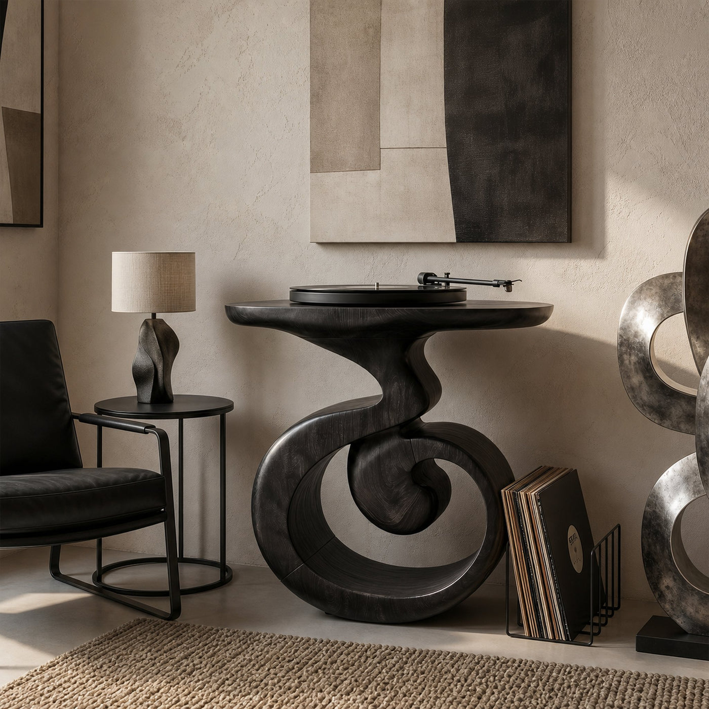 Sculptural Record Player Stand For Living Room - product view 7