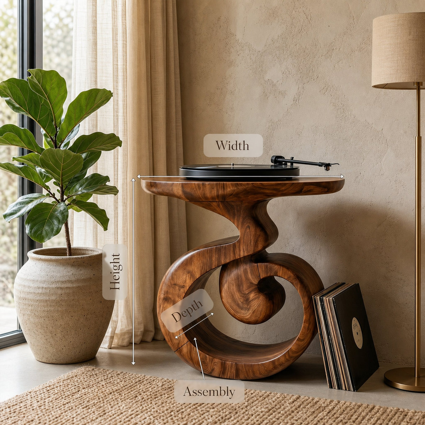 Sculptural Record Player Stand For Living Room - product view 8