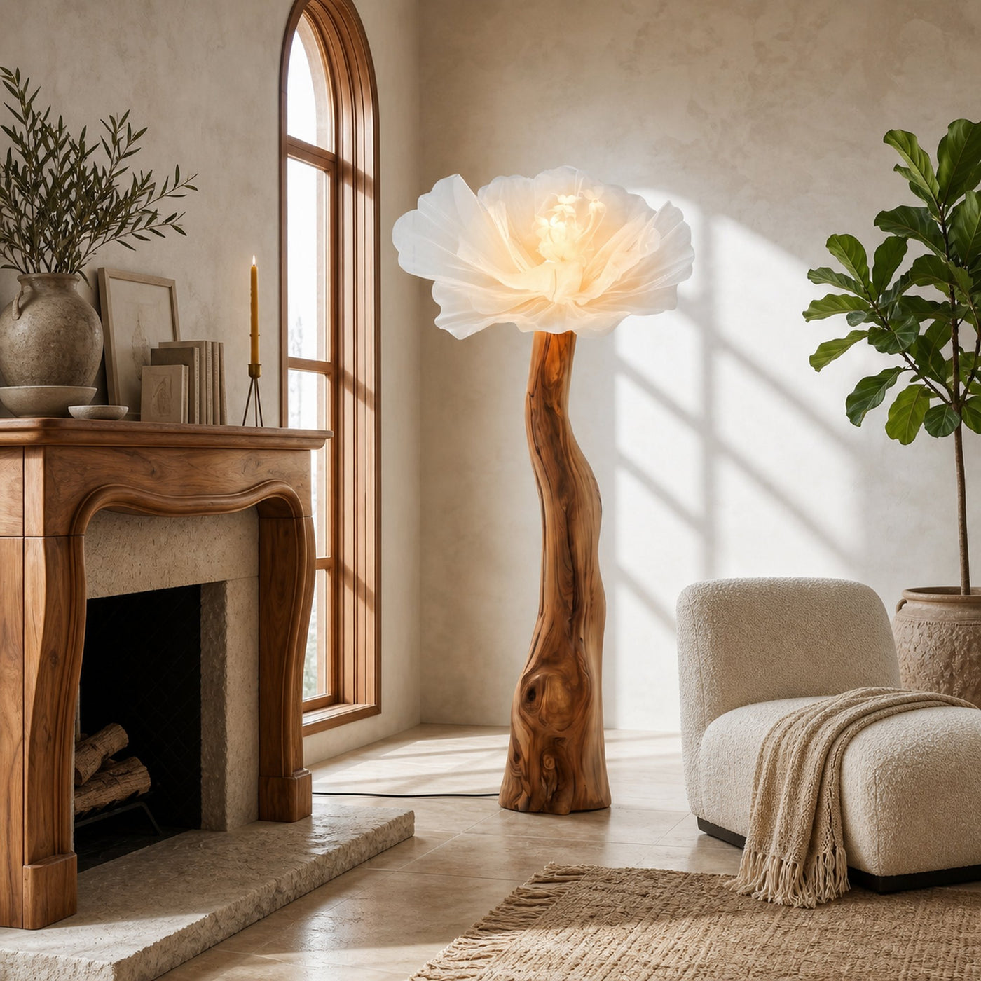 Sculptural Standing Lamp Organic Blossom Form For Living Room - product view 3