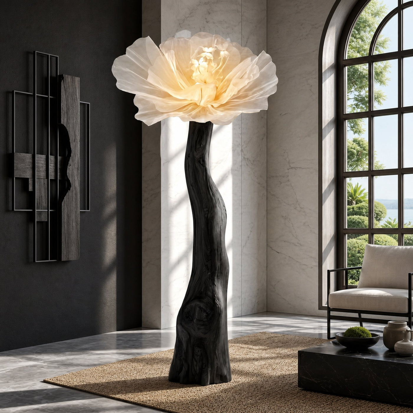 Sculptural Standing Lamp Organic Blossom Form For Living Room - product view 4