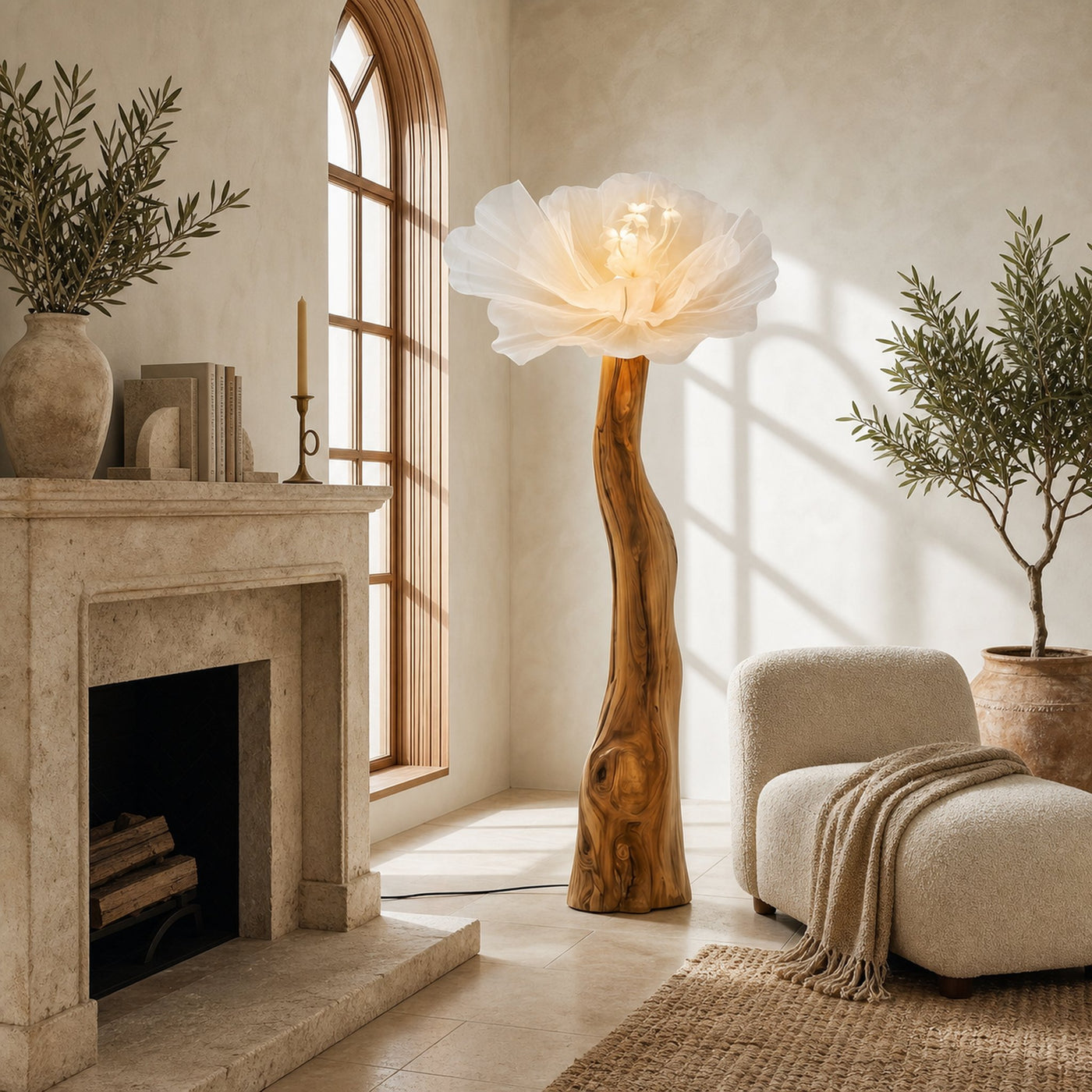 Sculptural Standing Lamp Organic Blossom Form For Living Room - product view 5