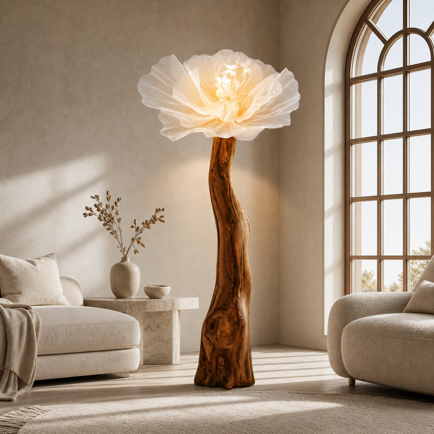 Sculptural Standing Lamp Organic Blossom Form For Living Room - product view 6