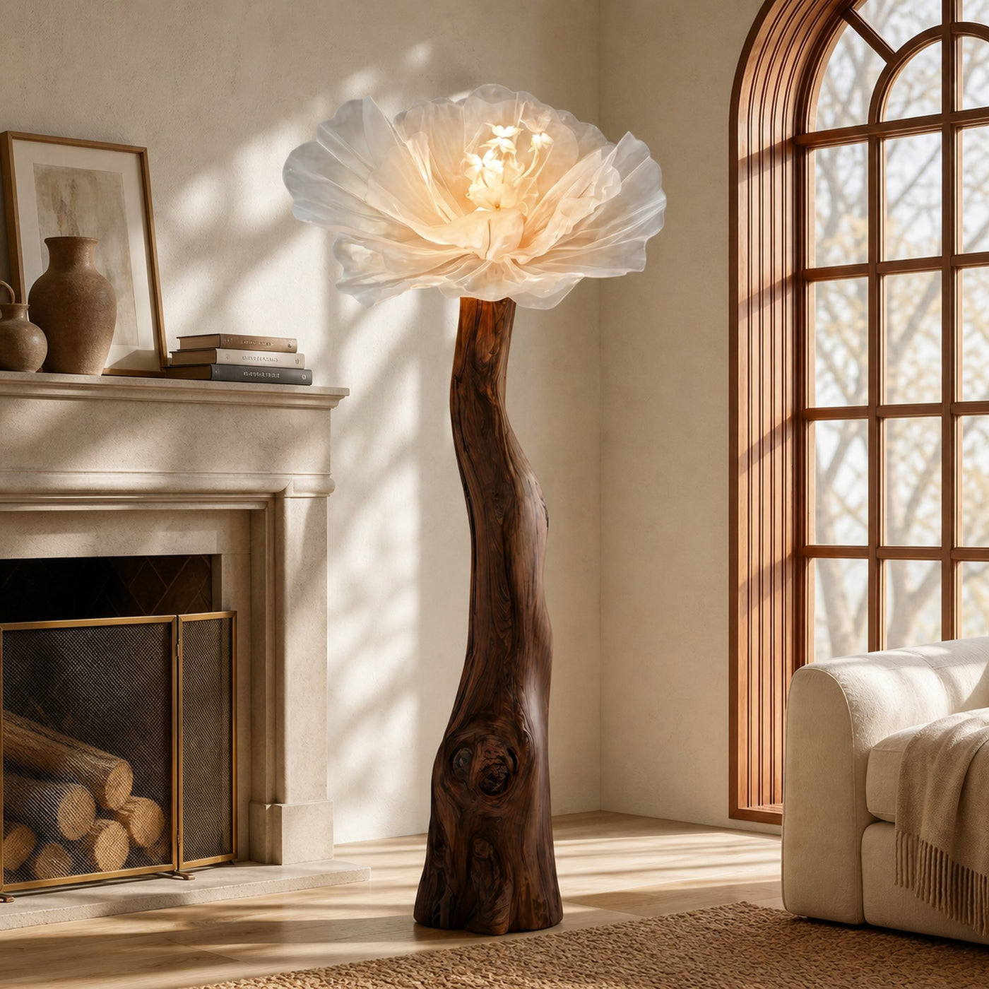 Sculptural Standing Lamp Organic Blossom Form For Living Room - product view 7